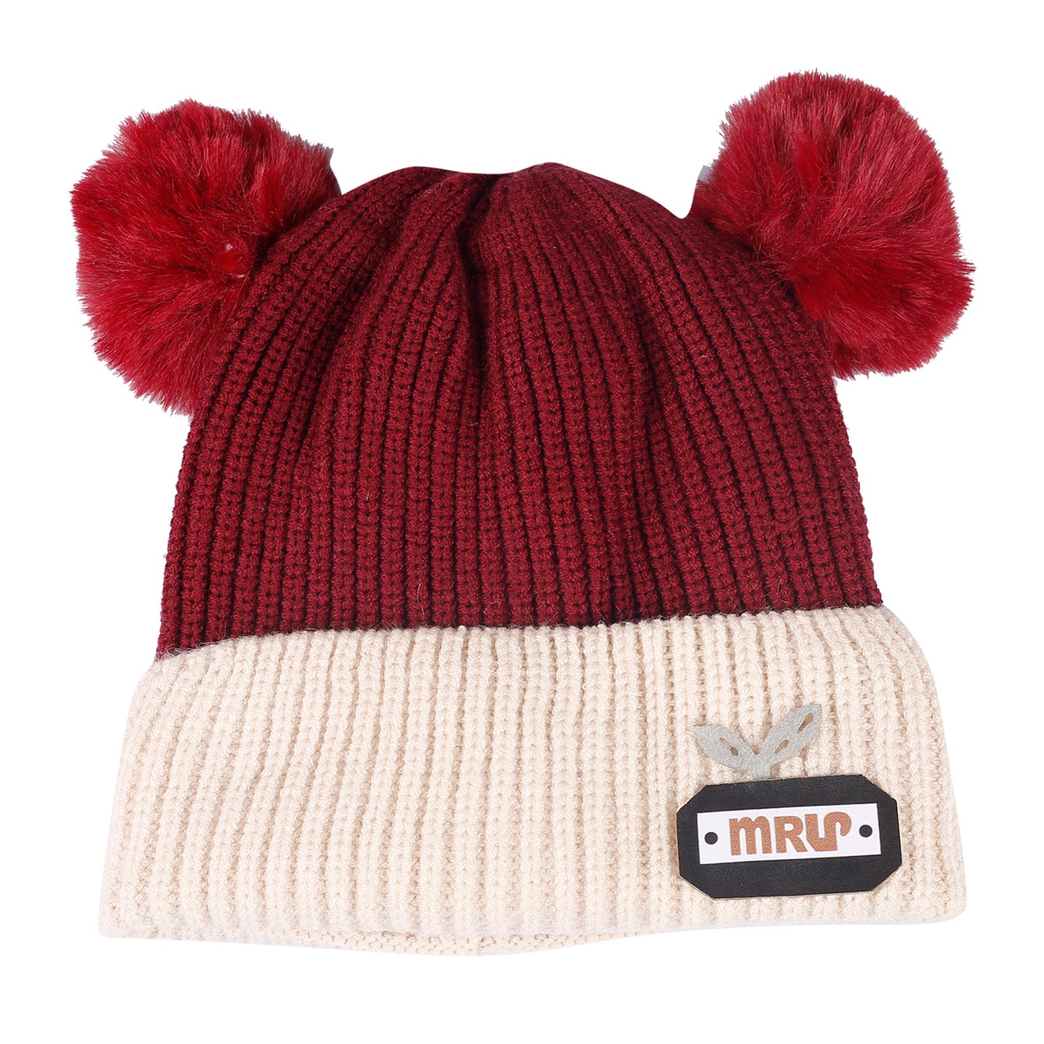 Pom Pom Maroon And Pink 2 Pk Woolen Cap - Baby Moo