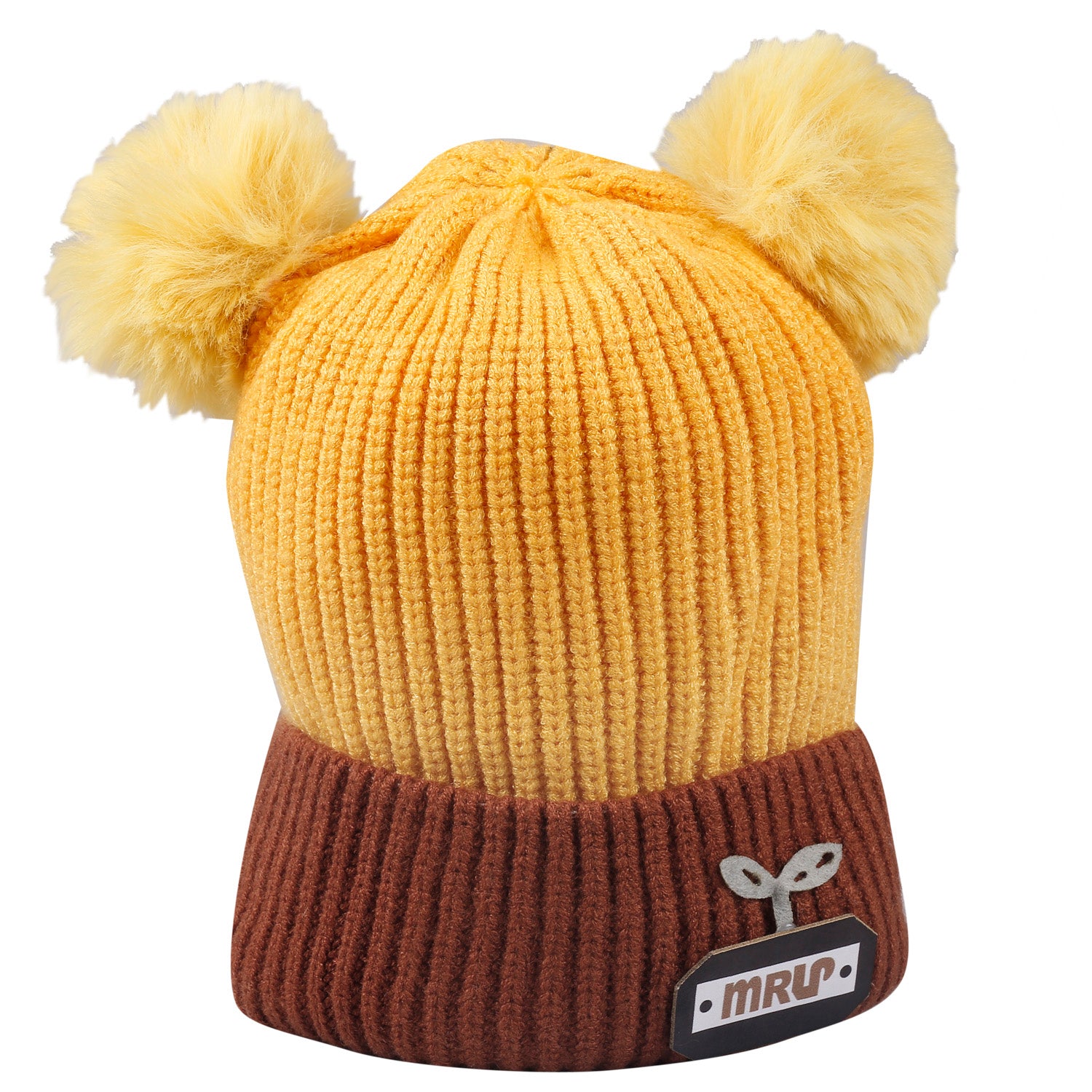 Pom Pom Black And Yellow 2 Pk Woolen Cap - Baby Moo