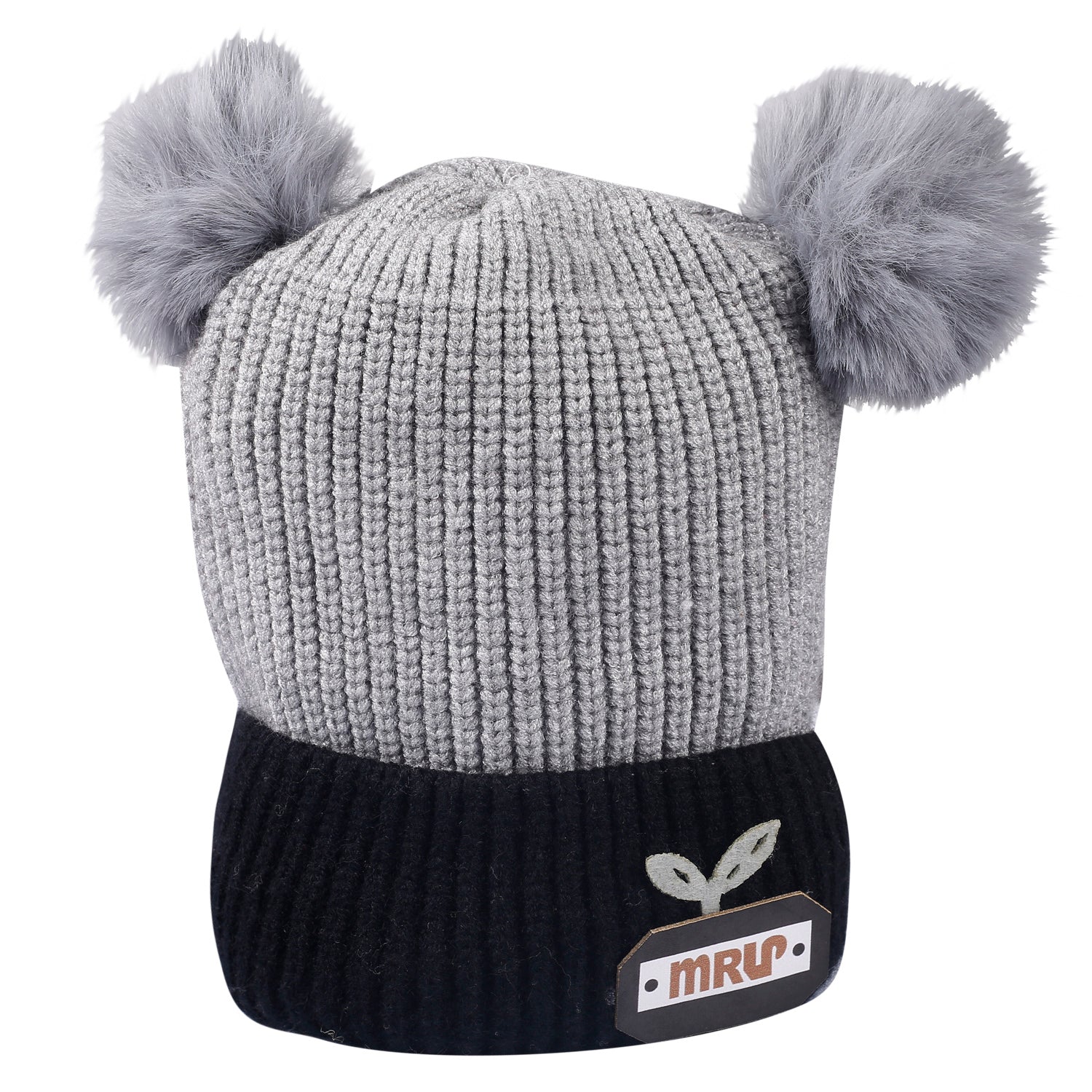 Pom Pom Blue And Grey 2 Pk Woolen Cap - Baby Moo