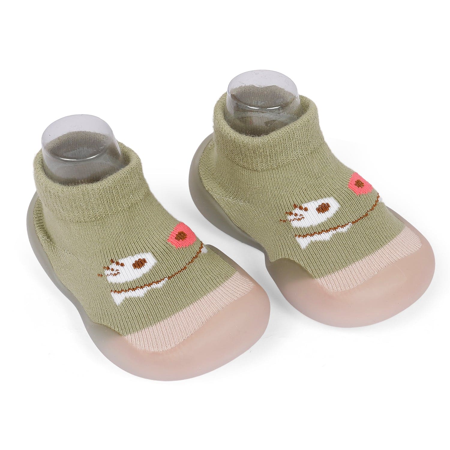 Cute Eye Anti-Skid Slip-On Rubber Sole Shoes - Olive Green - Baby Moo