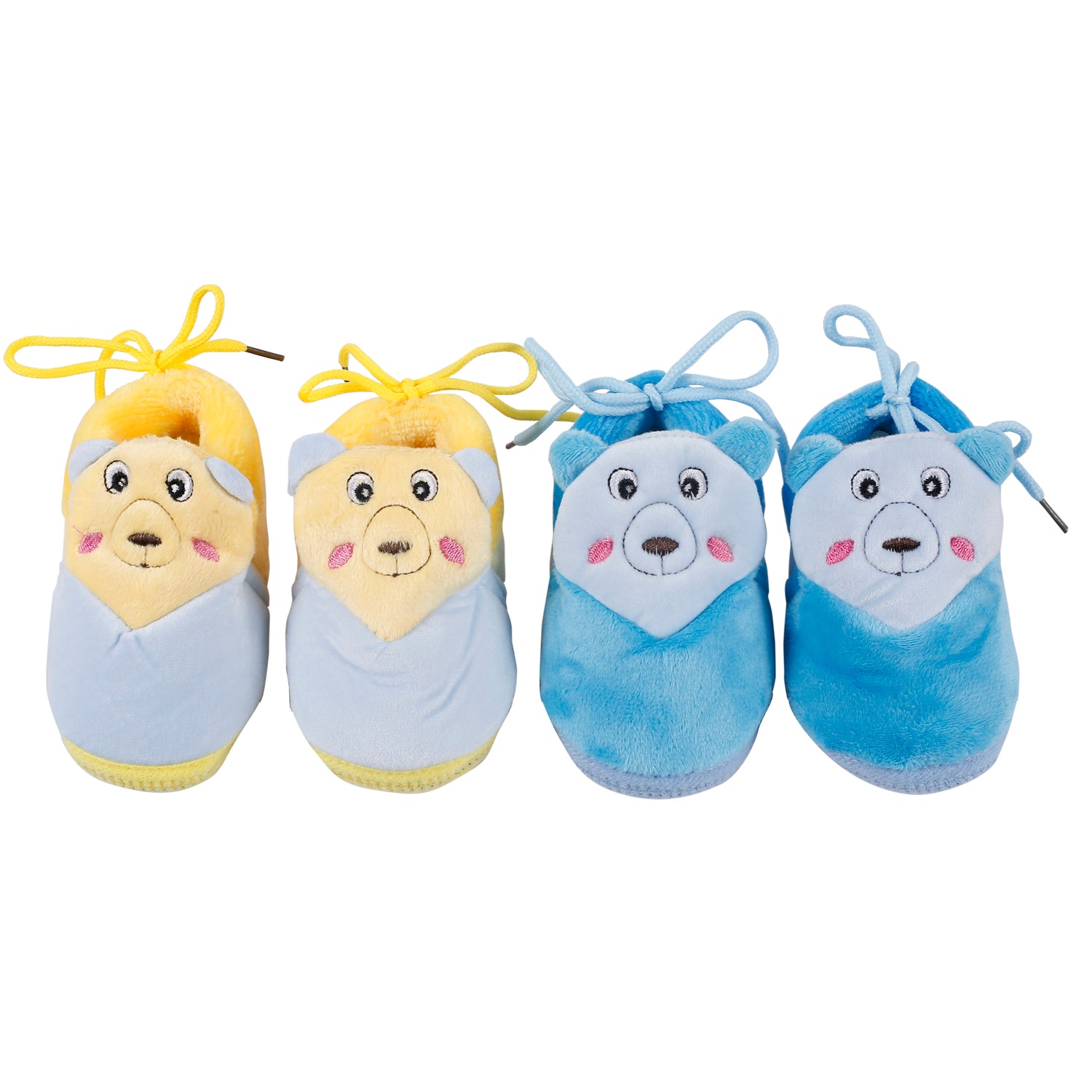 Cuddly Bear Blue And Yellow 2 Pk Booties - Baby Moo