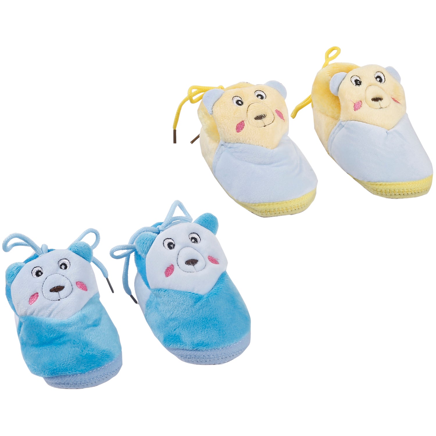 Cuddly Bear Blue And Yellow 2 Pk Booties - Baby Moo