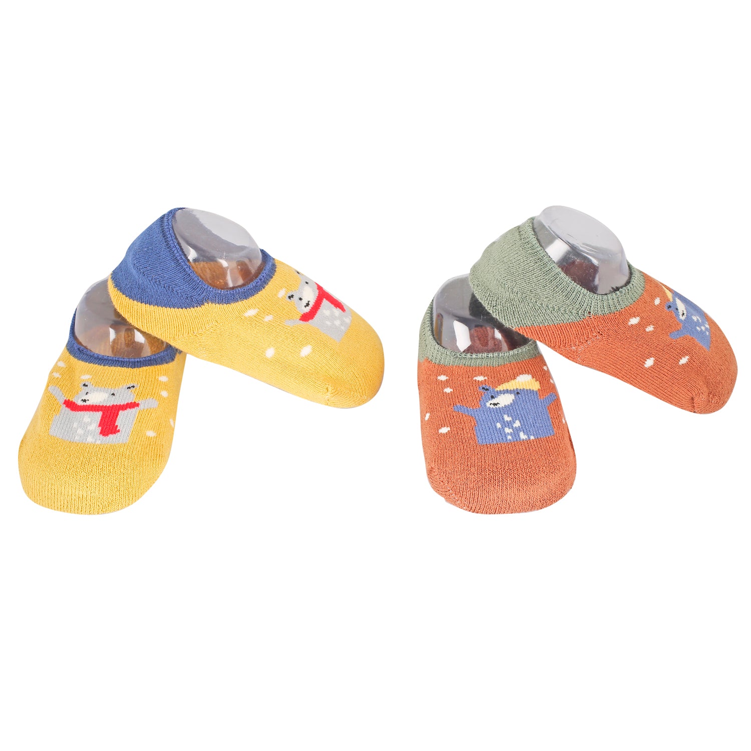 Bear In Snow Yellow And Brown 2 Pk Socks - Baby Moo