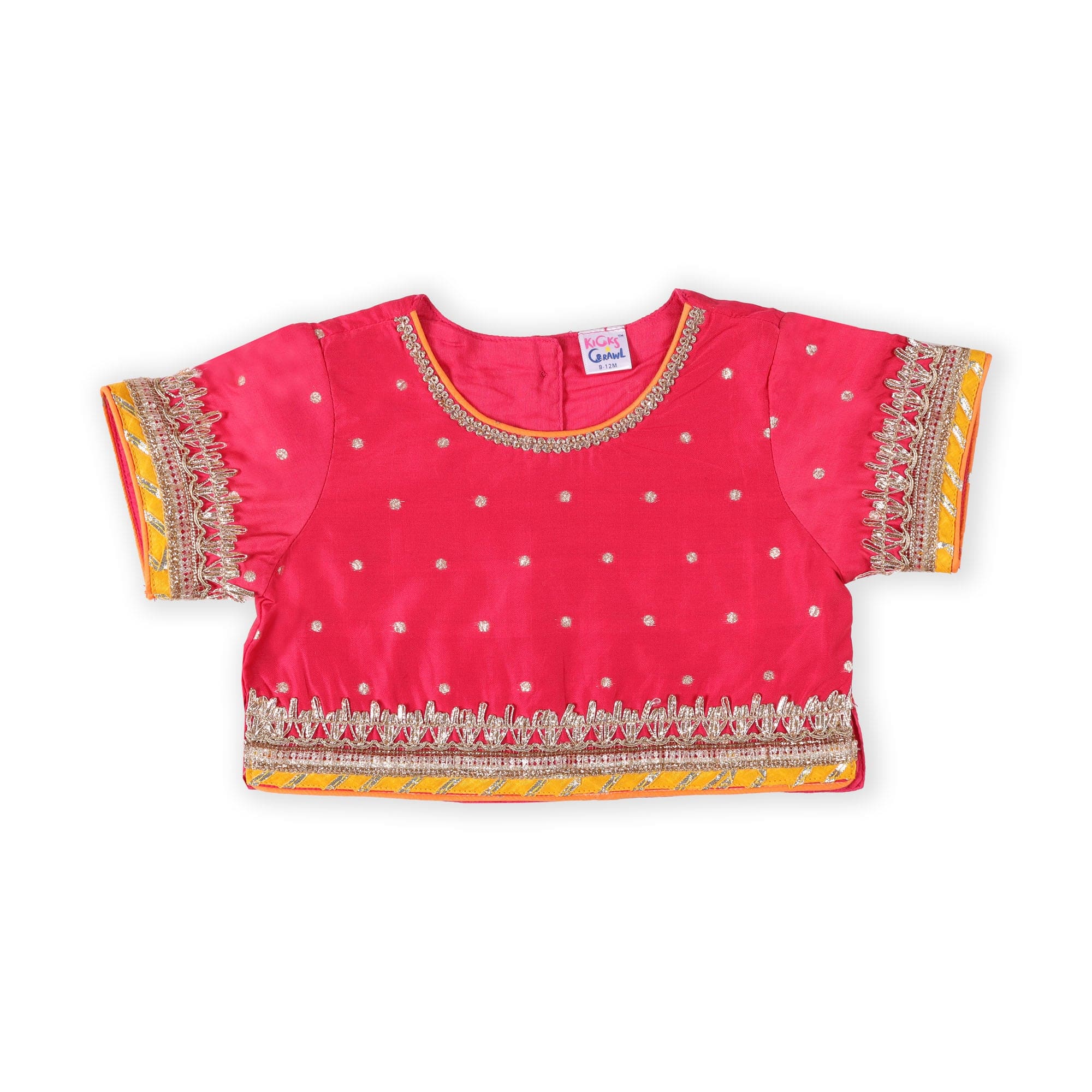 Kicks & Crawl Pink & Orange Lehenga, Blouse & Dupatta Set - Baby Moo