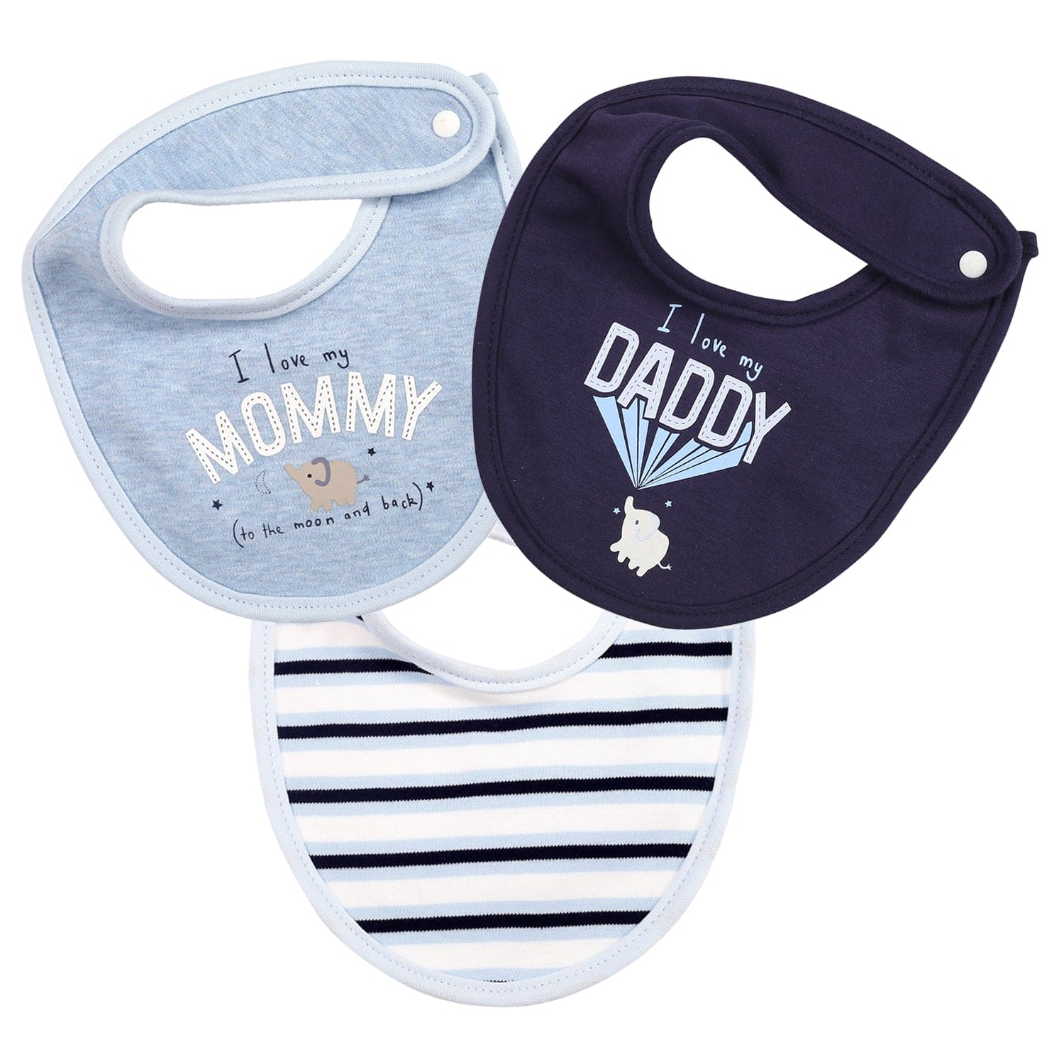 Happy Parenting Blue 3 Pk Bibs - Baby Moo