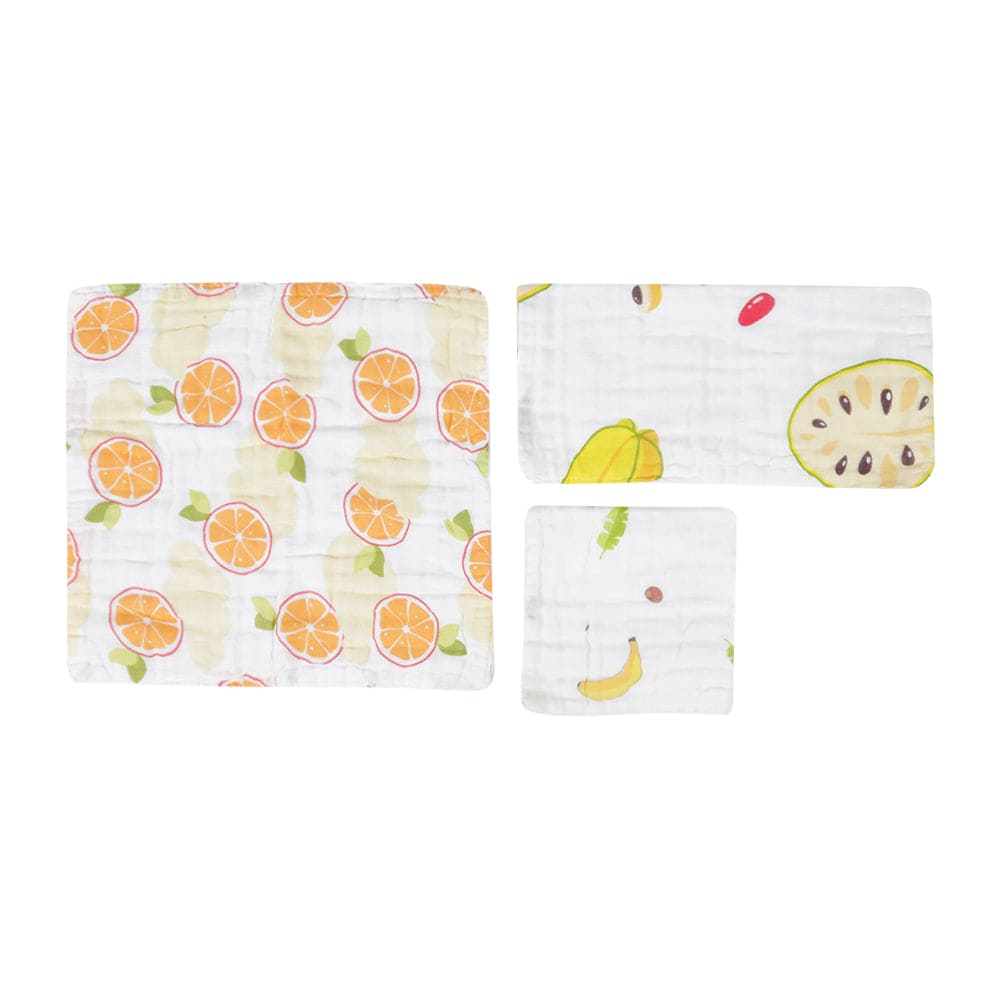 Fun With Fruits Multicolour 3 Pk Large Muslin Napkin - Baby Moo