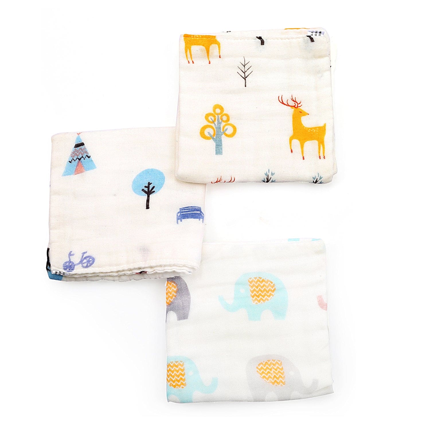 Into The Wild Multicolour 3 Pk Large Muslin Napkin - Baby Moo