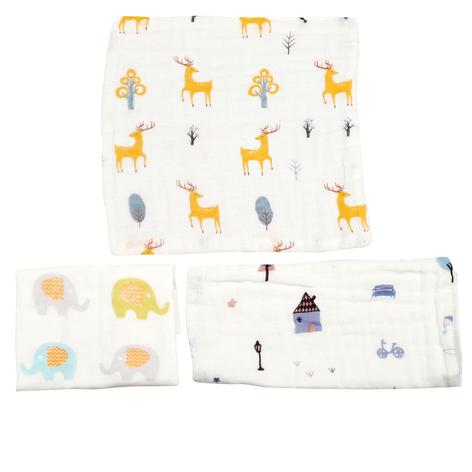 Into The Wild Multicolour 3 Pk Large Muslin Napkin - Baby Moo