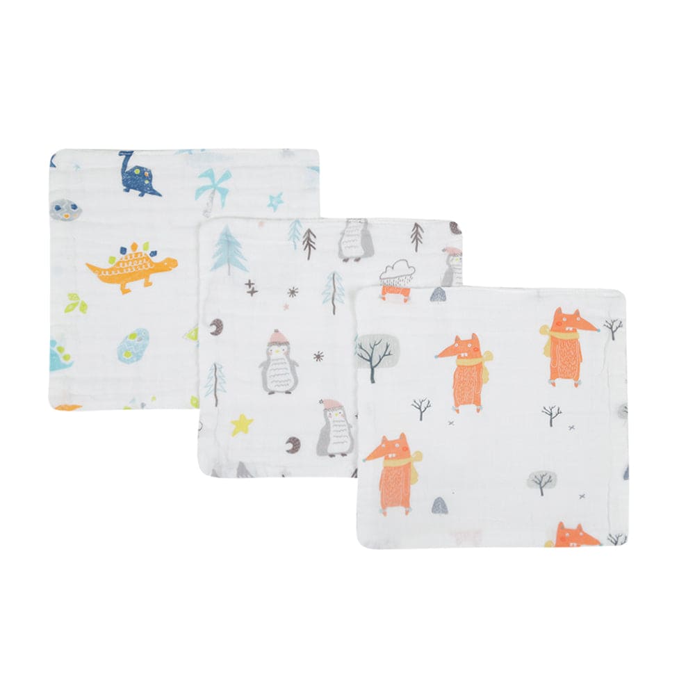 I Love Animals Multicolour 3 Pk Small Muslin Napkin - Baby Moo