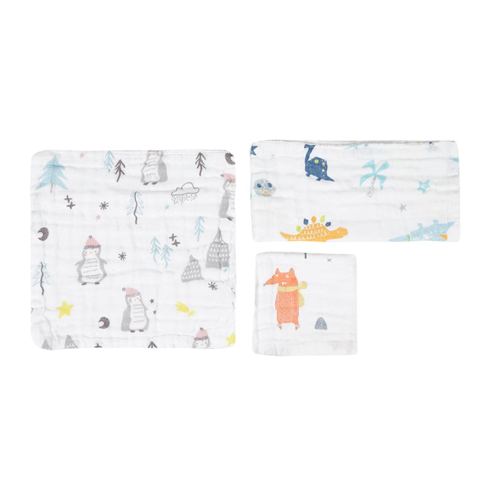 I Love Animals Multicolour 3 Pk Small Muslin Napkin - Baby Moo