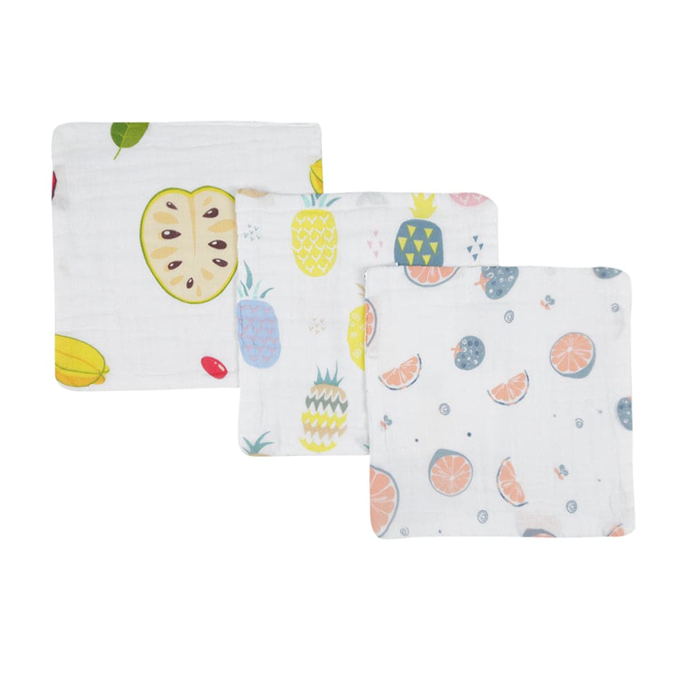 Fresh & Fruity Multicolour 3 Pk Small Muslin Napkin - Baby Moo