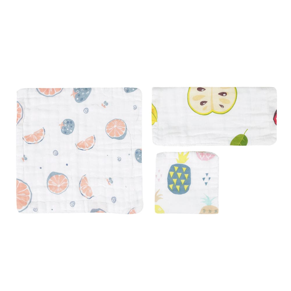 Fresh & Fruity Multicolour 3 Pk Small Muslin Napkin - Baby Moo