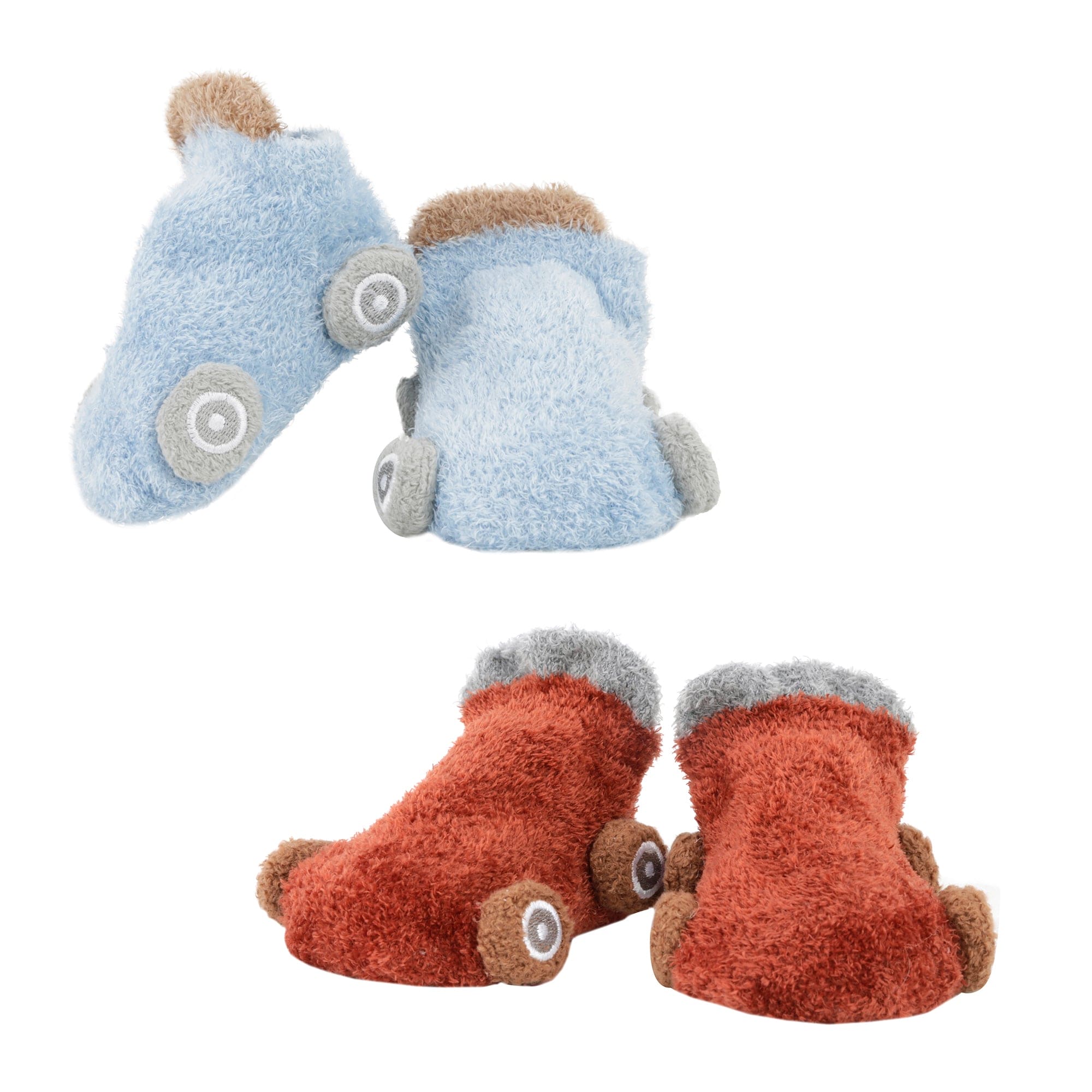Socks On Wheels Brown And Light Blue 2 Pk - Baby Moo