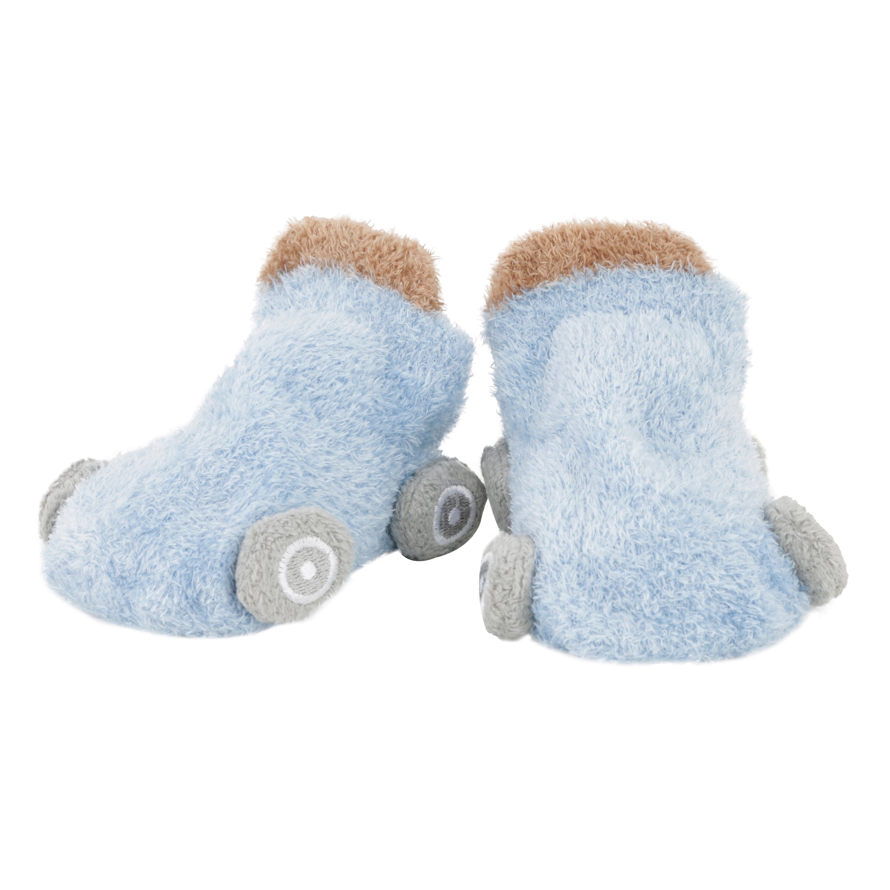 Socks On Wheels Brown And Light Blue 2 Pk - Baby Moo