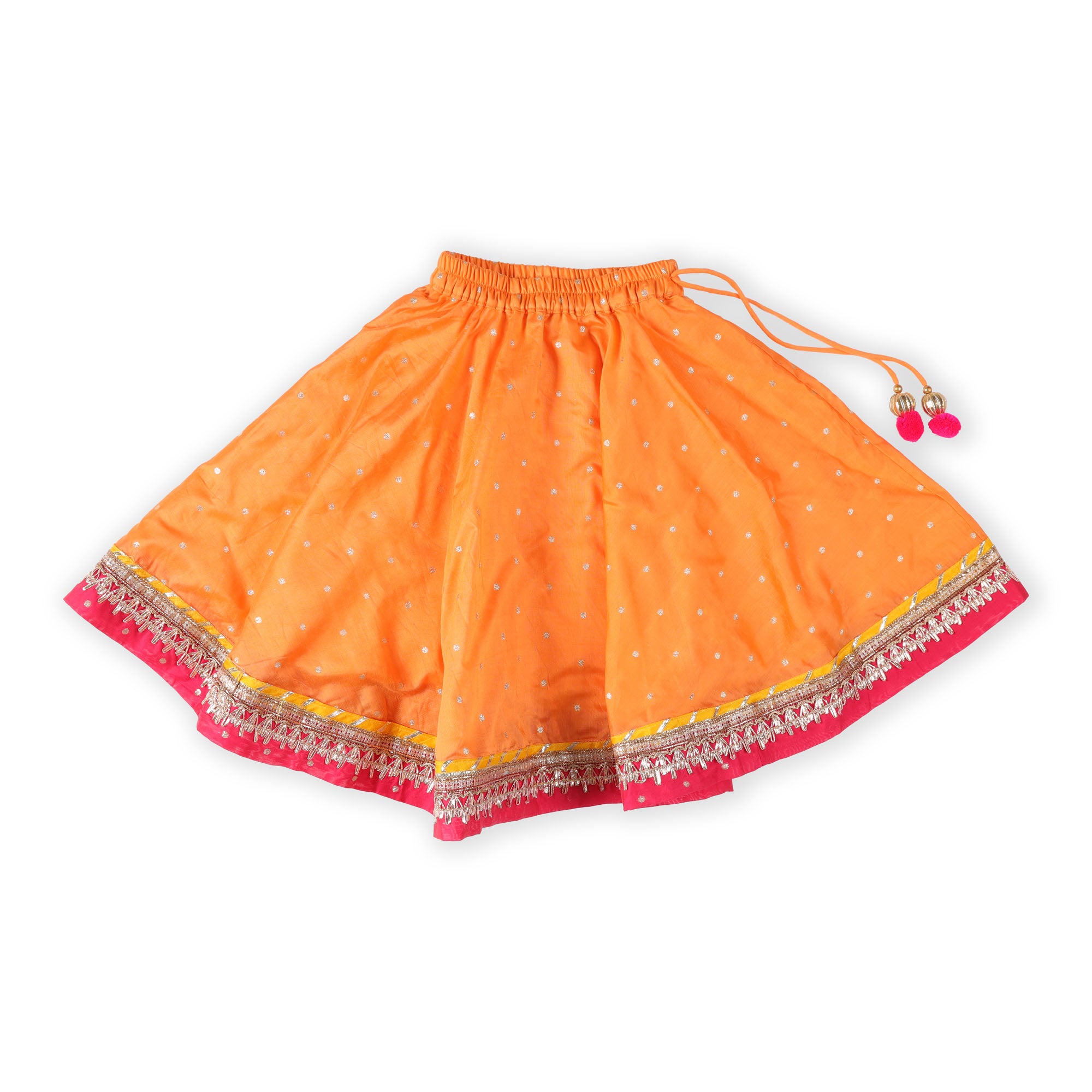 Kicks & Crawl Pink & Orange Lehenga, Blouse & Dupatta Set - Baby Moo