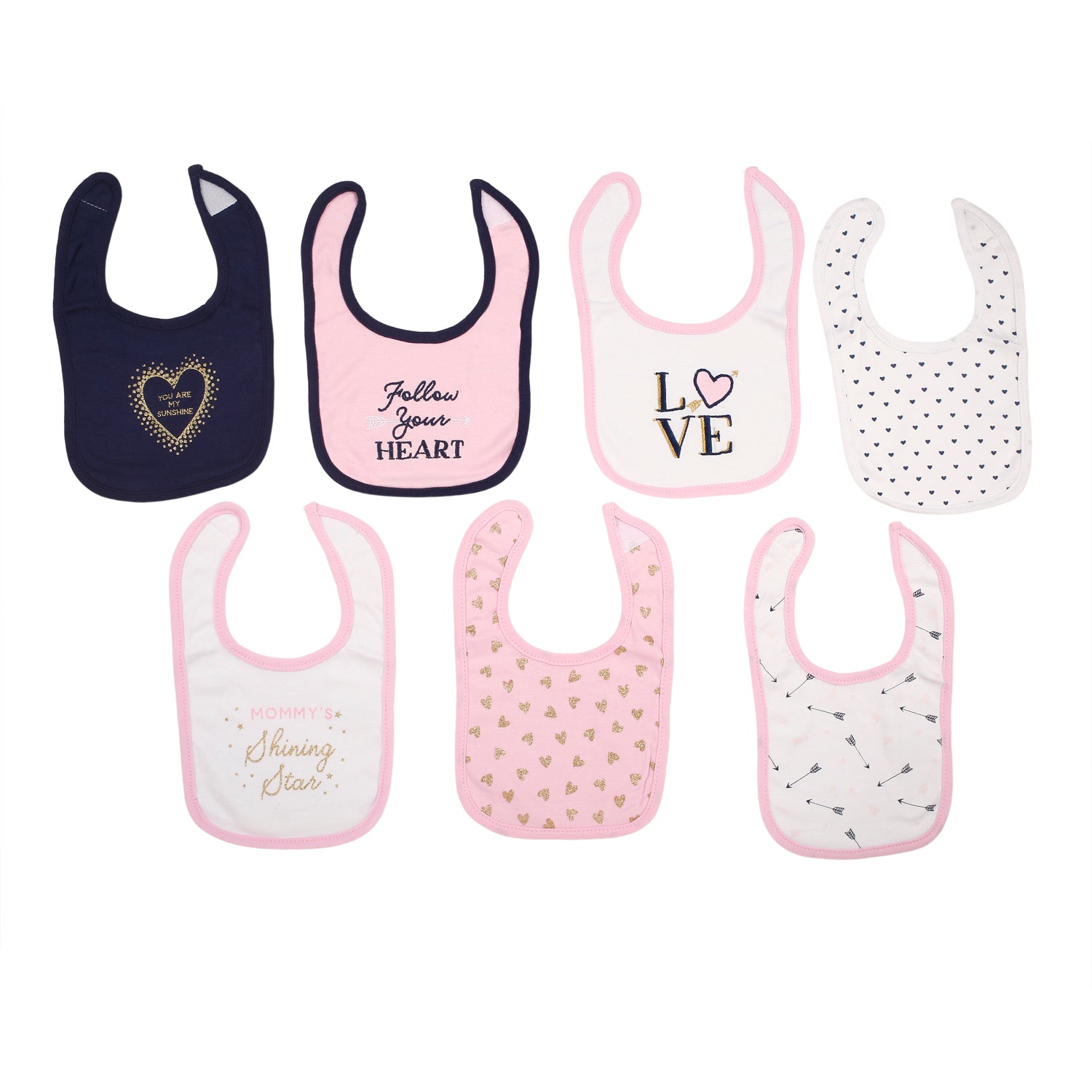 Mommy's Shining Star Pink 7 Pk Bibs - Baby Moo