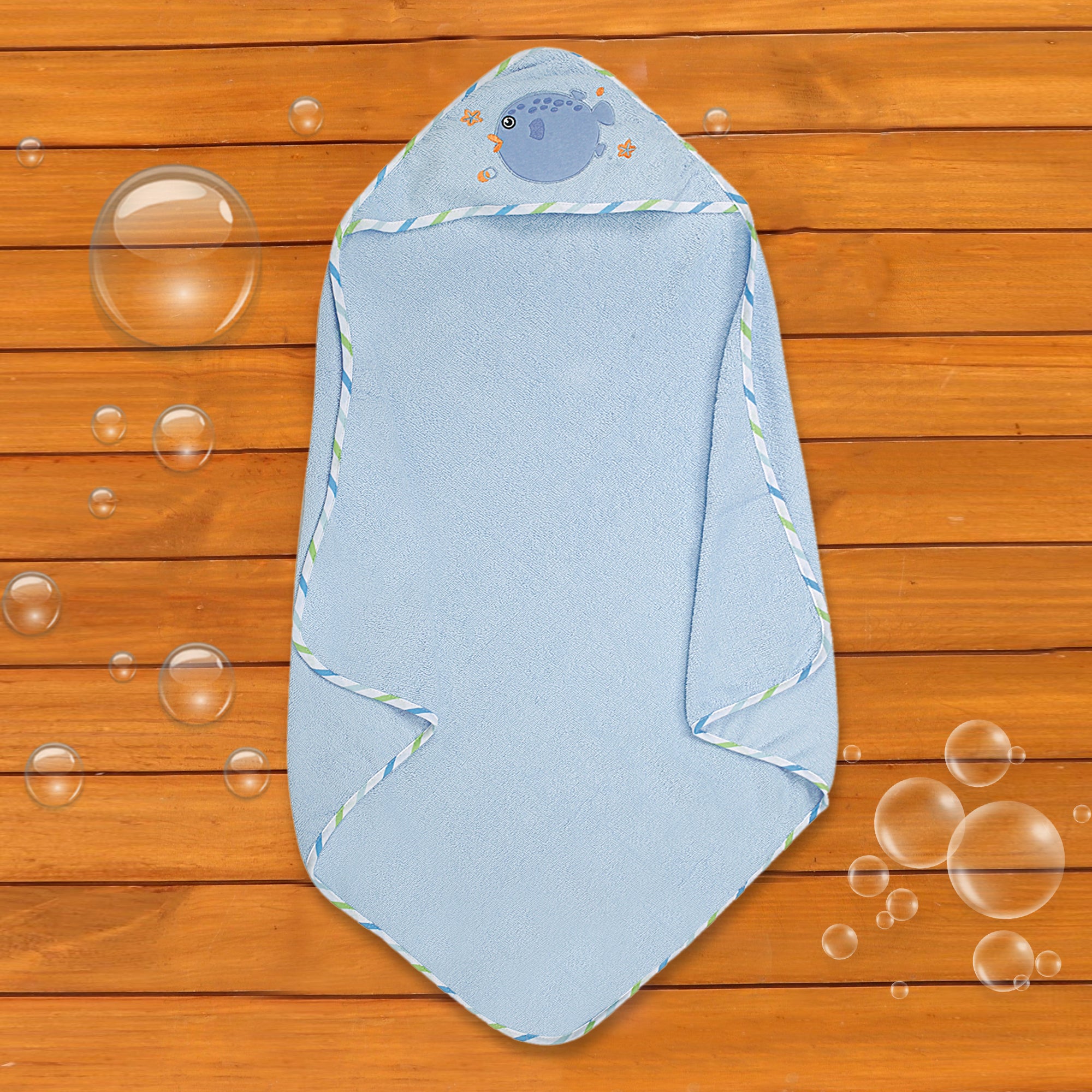Fishy Blue Hooded Towel - Baby Moo