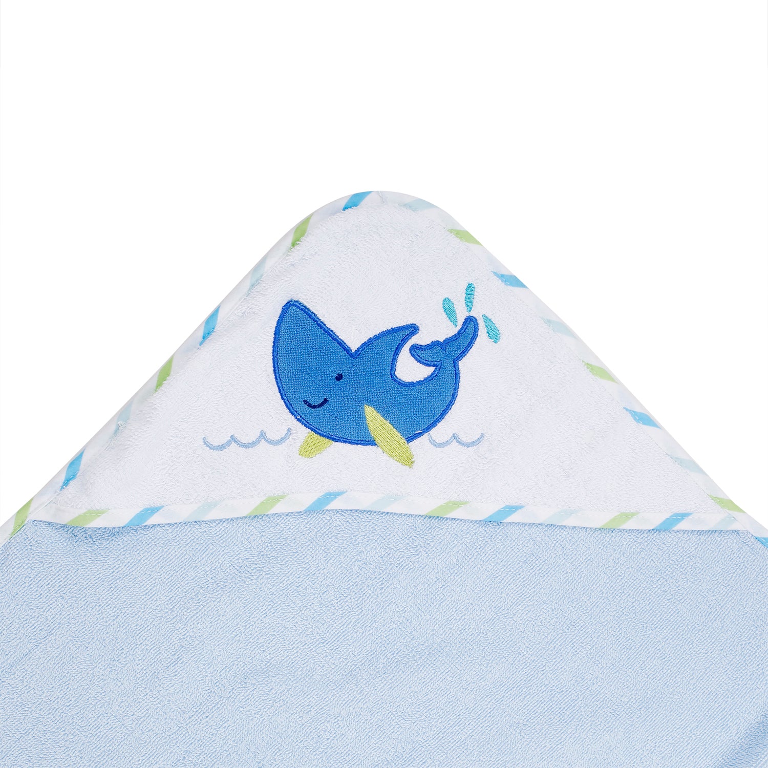 Dolphin Blue And White Hooded Towel - Baby Moo