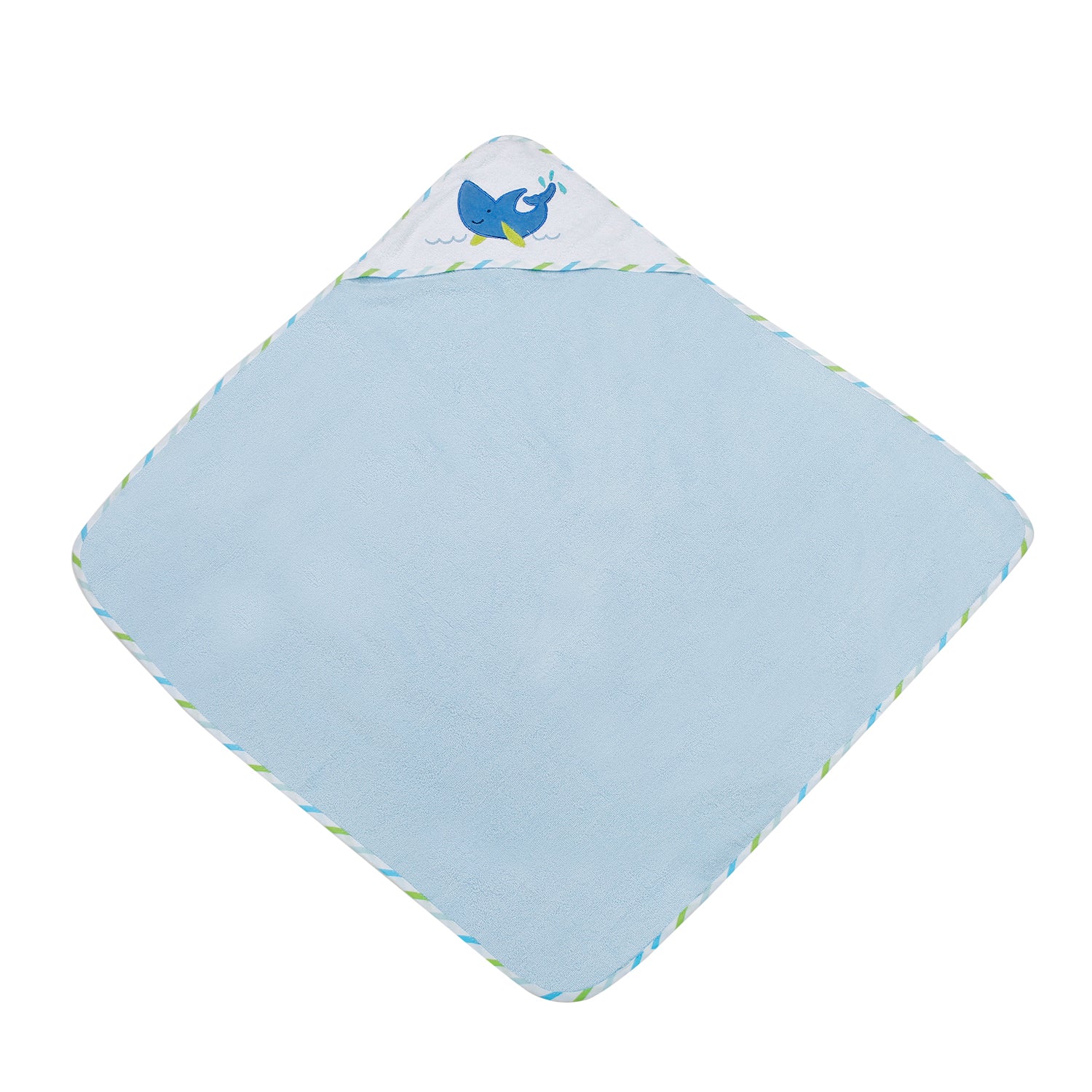 Dolphin Blue And White Hooded Towel - Baby Moo