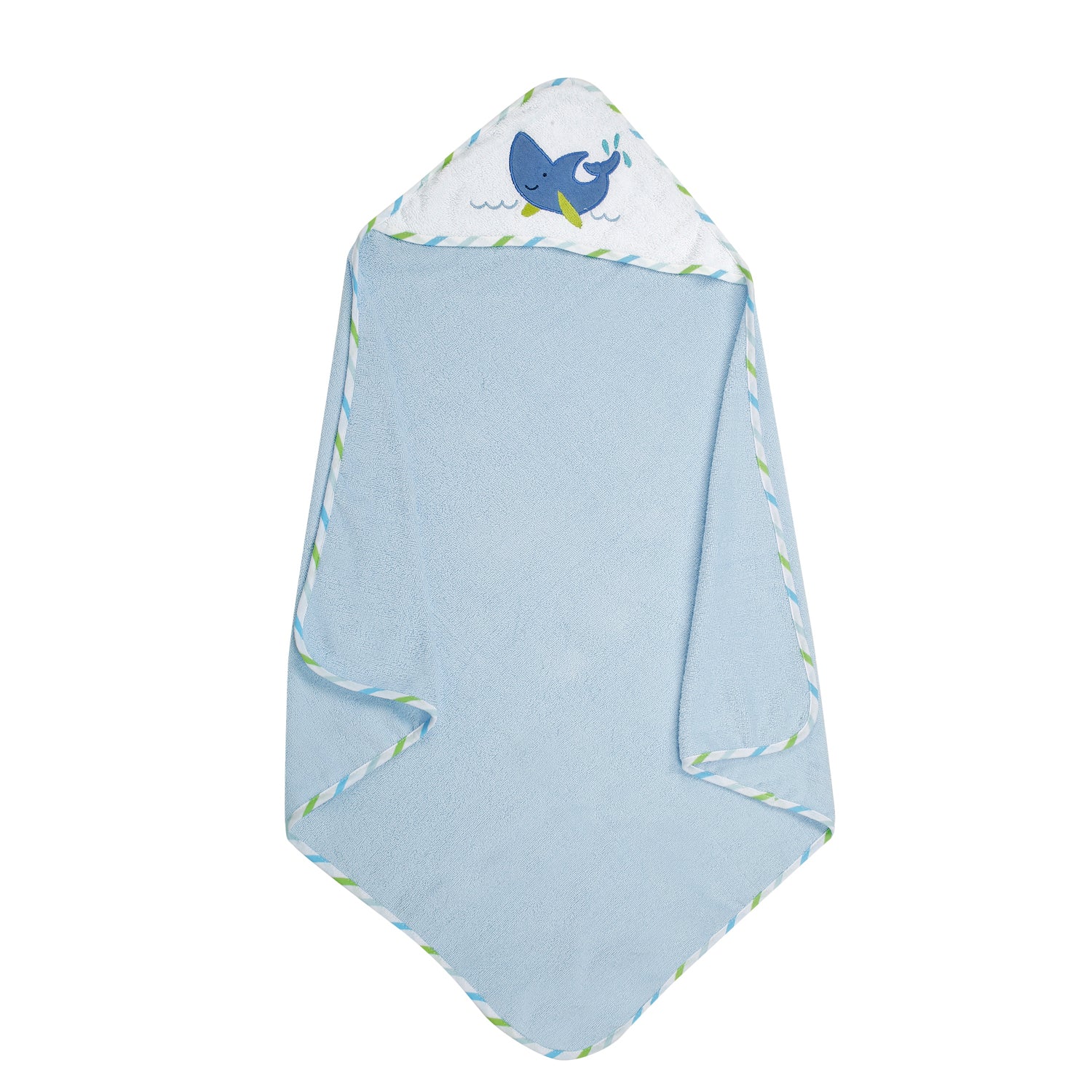 Dolphin Blue And White Hooded Towel - Baby Moo