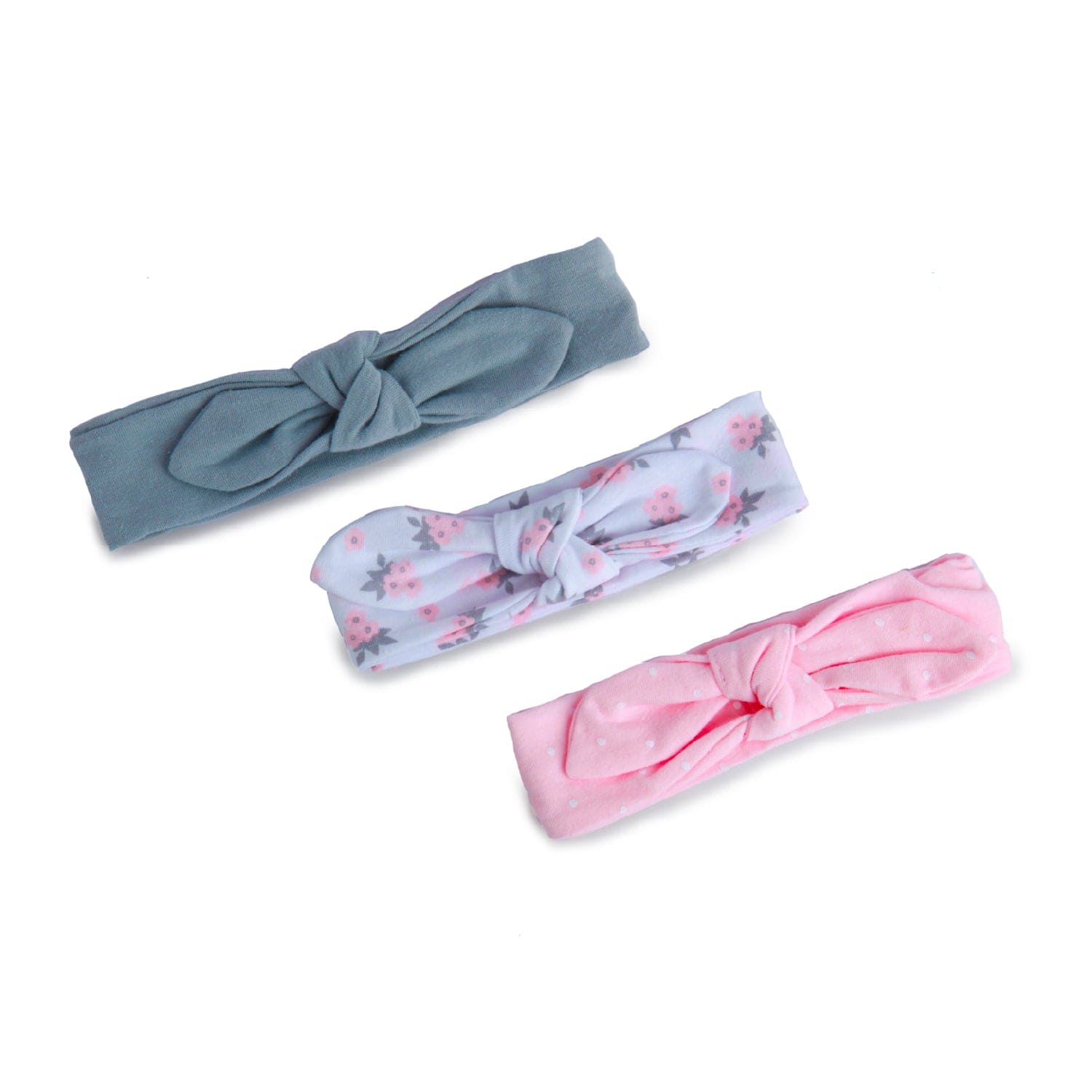 Matching Pink And Grey 3 Mittens And 3 Headbands Set