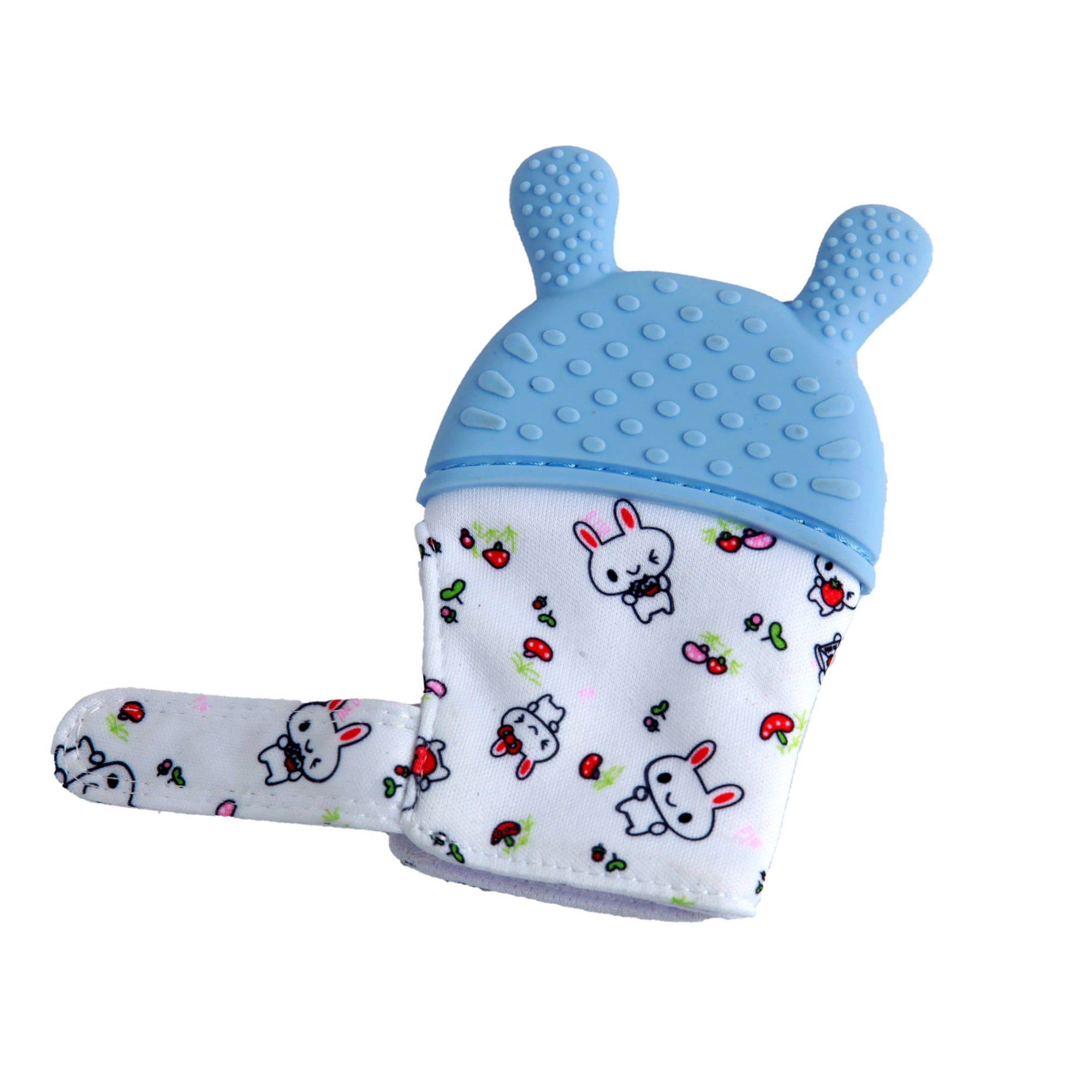 Rabbits Eat Carrots Blue Teething Mitten - 1 pc - Baby Moo
