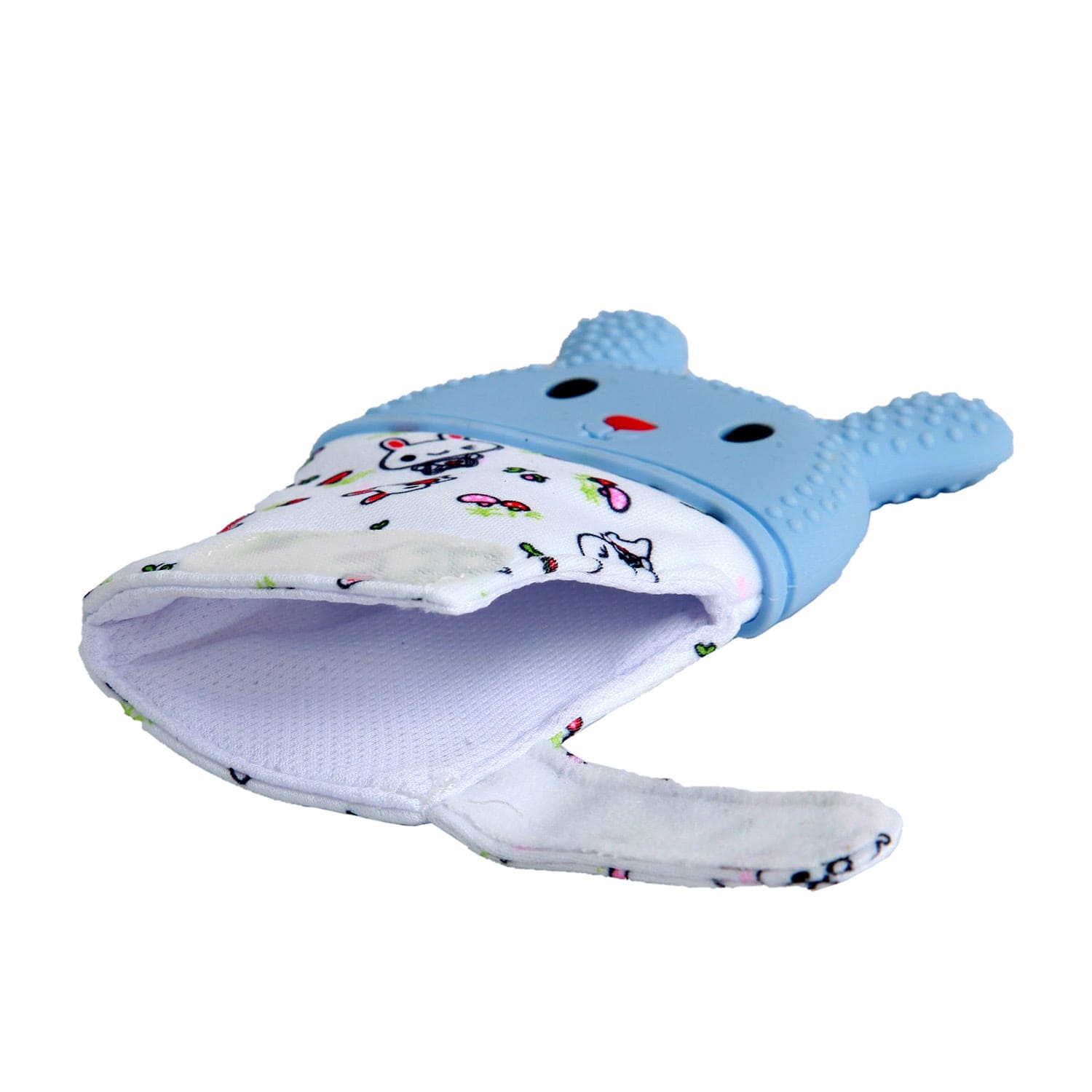 Rabbits Eat Carrots Blue Teething Mitten - 1 pc - Baby Moo