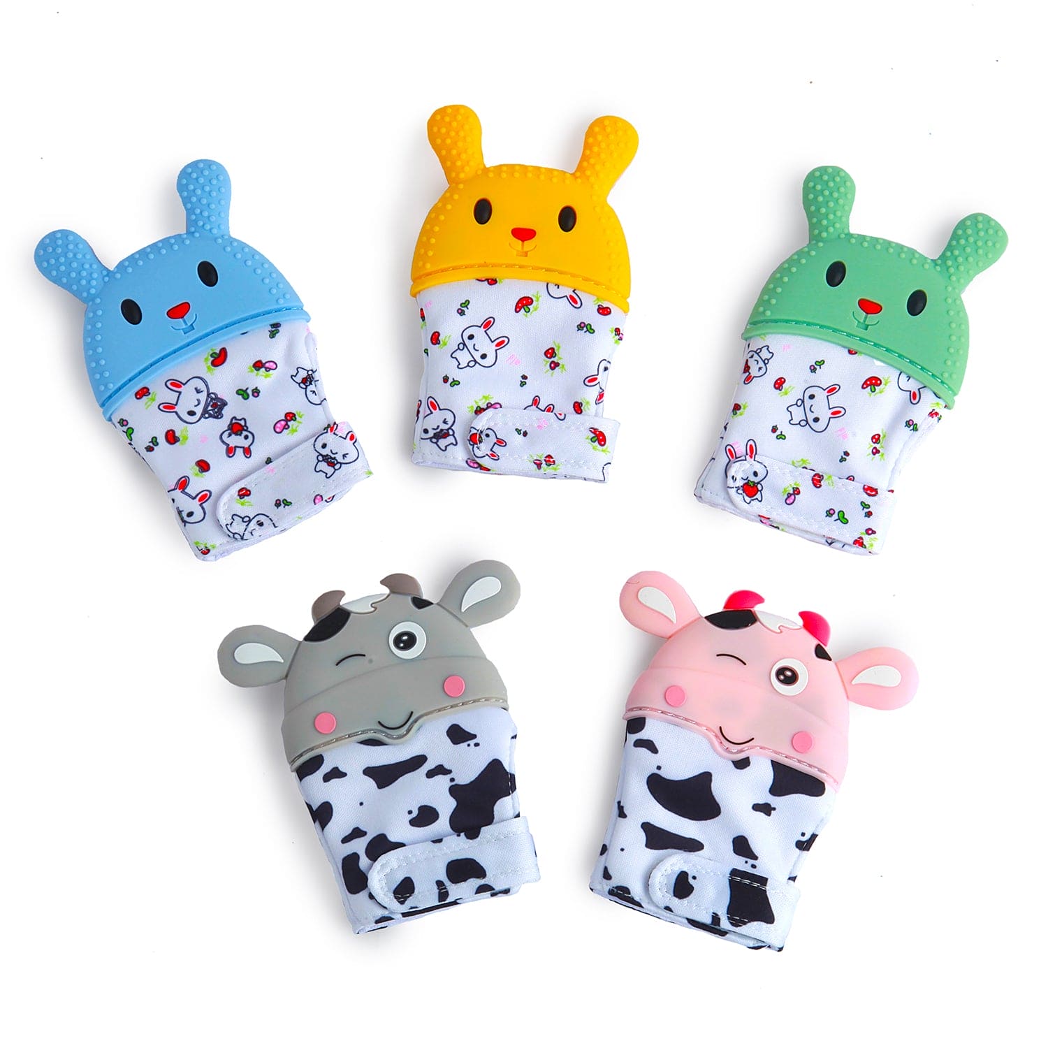 Winking Cow Grey Teething Mitten - 1 pc