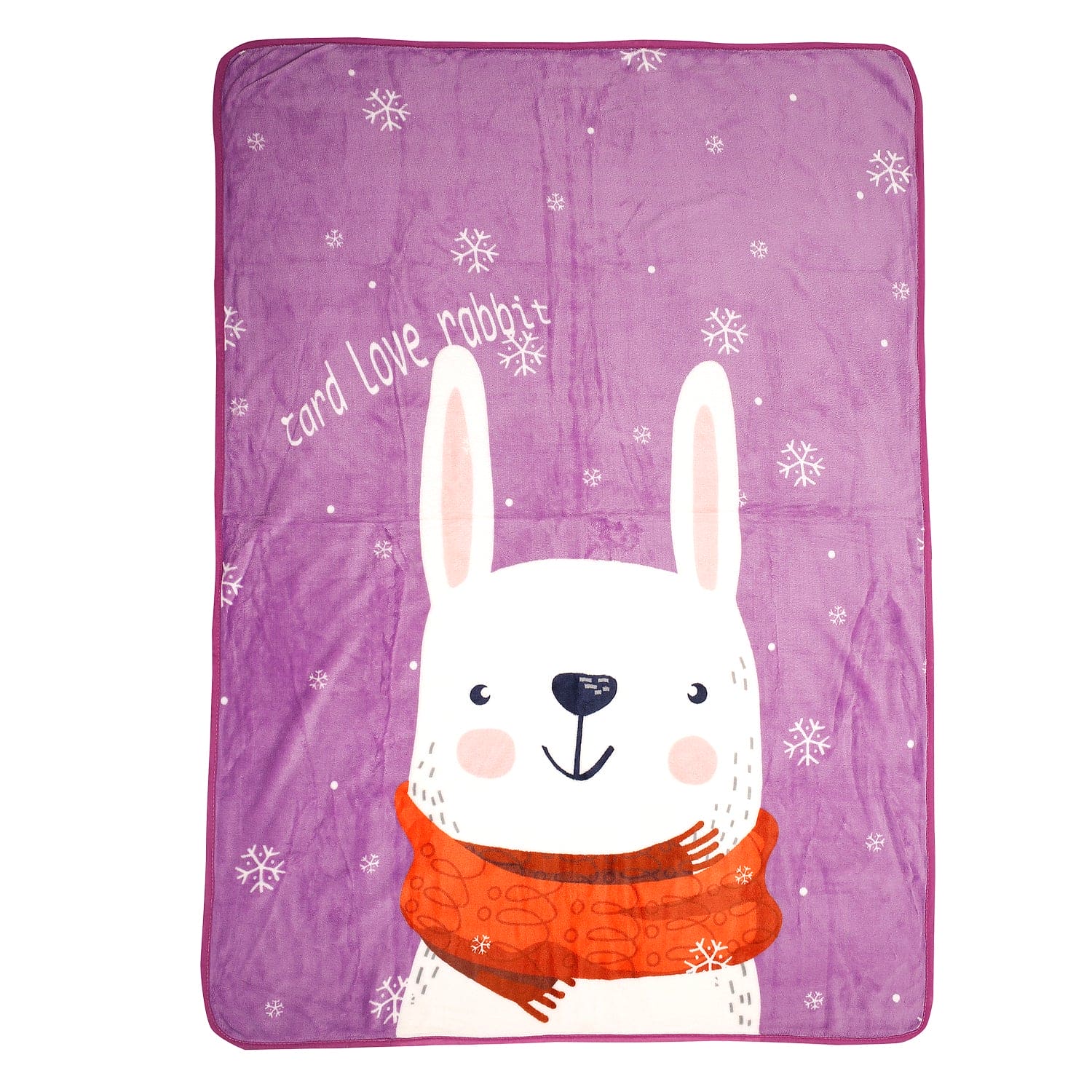 I Love Rabbits Purple One Ply Blanket - Baby Moo