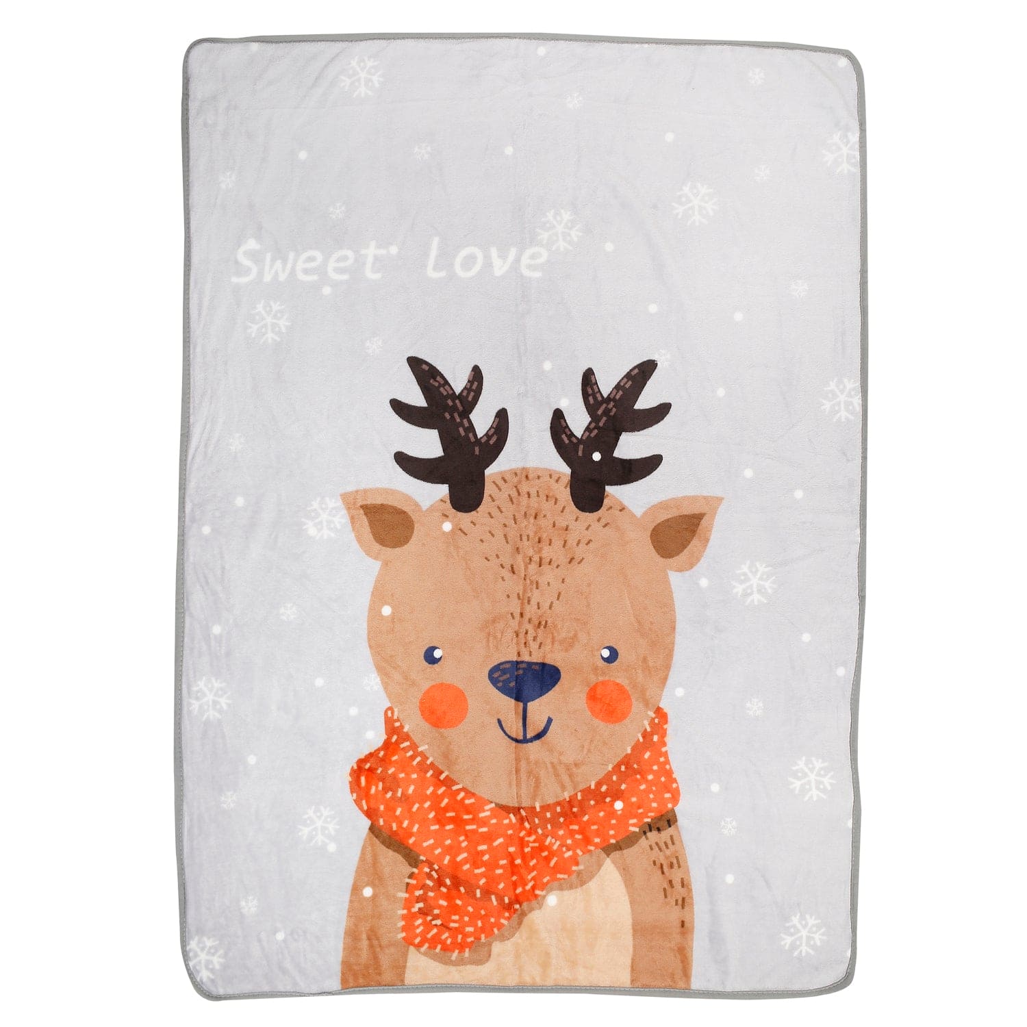 Snowy Reindeer White One Ply Blanket - Baby Moo