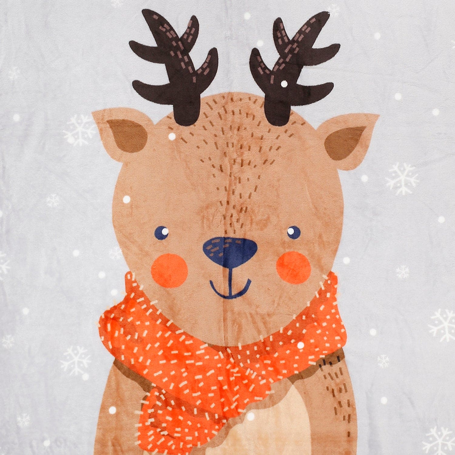 Snowy Reindeer White One Ply Blanket - Baby Moo