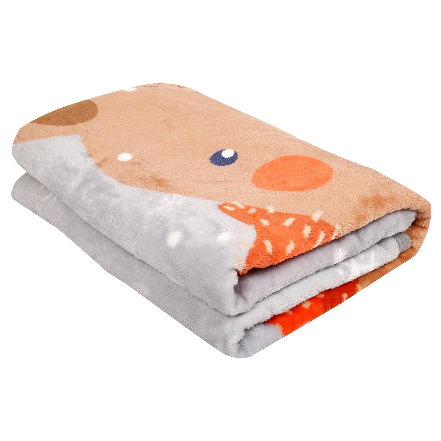 Snowy Reindeer White One Ply Blanket - Baby Moo
