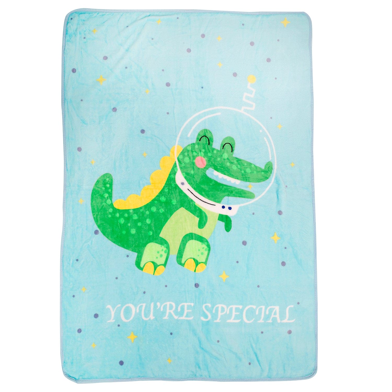 You Are Special Crocodile Blue One Ply Blanket - Baby Moo