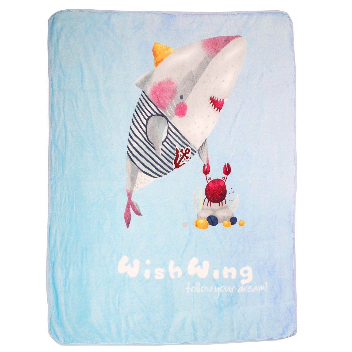Shark Friend Blue One Ply Blanket - Baby Moo