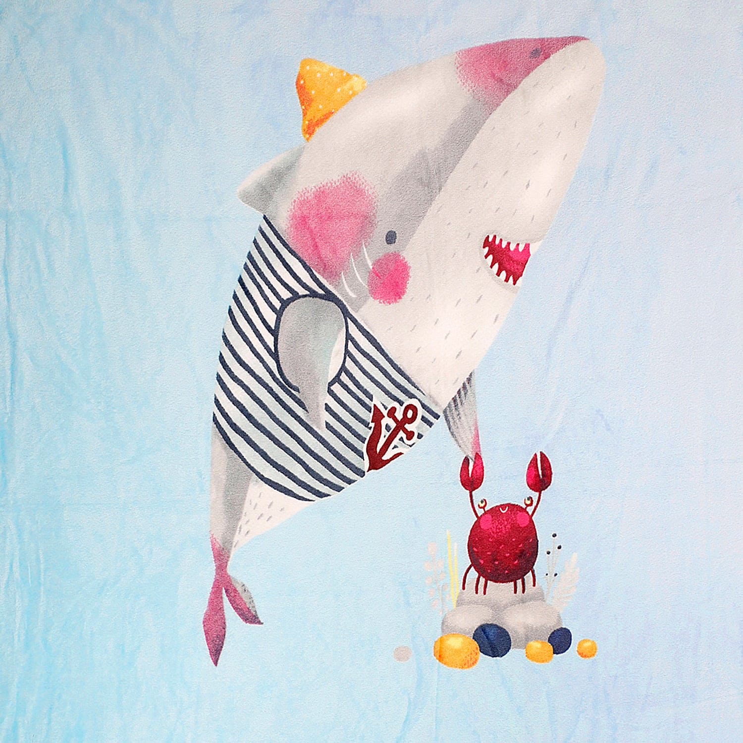 Shark Friend Blue One Ply Blanket - Baby Moo