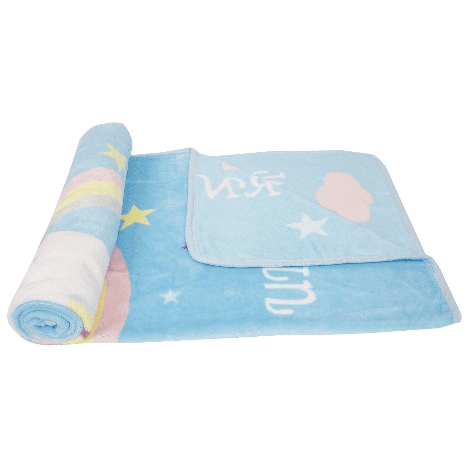 Magical Unicorn Blue One Ply Blanket - Baby Moo
