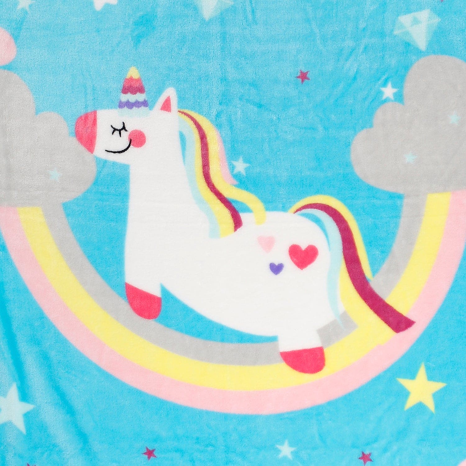 Magical Unicorn Blue One Ply Blanket - Baby Moo