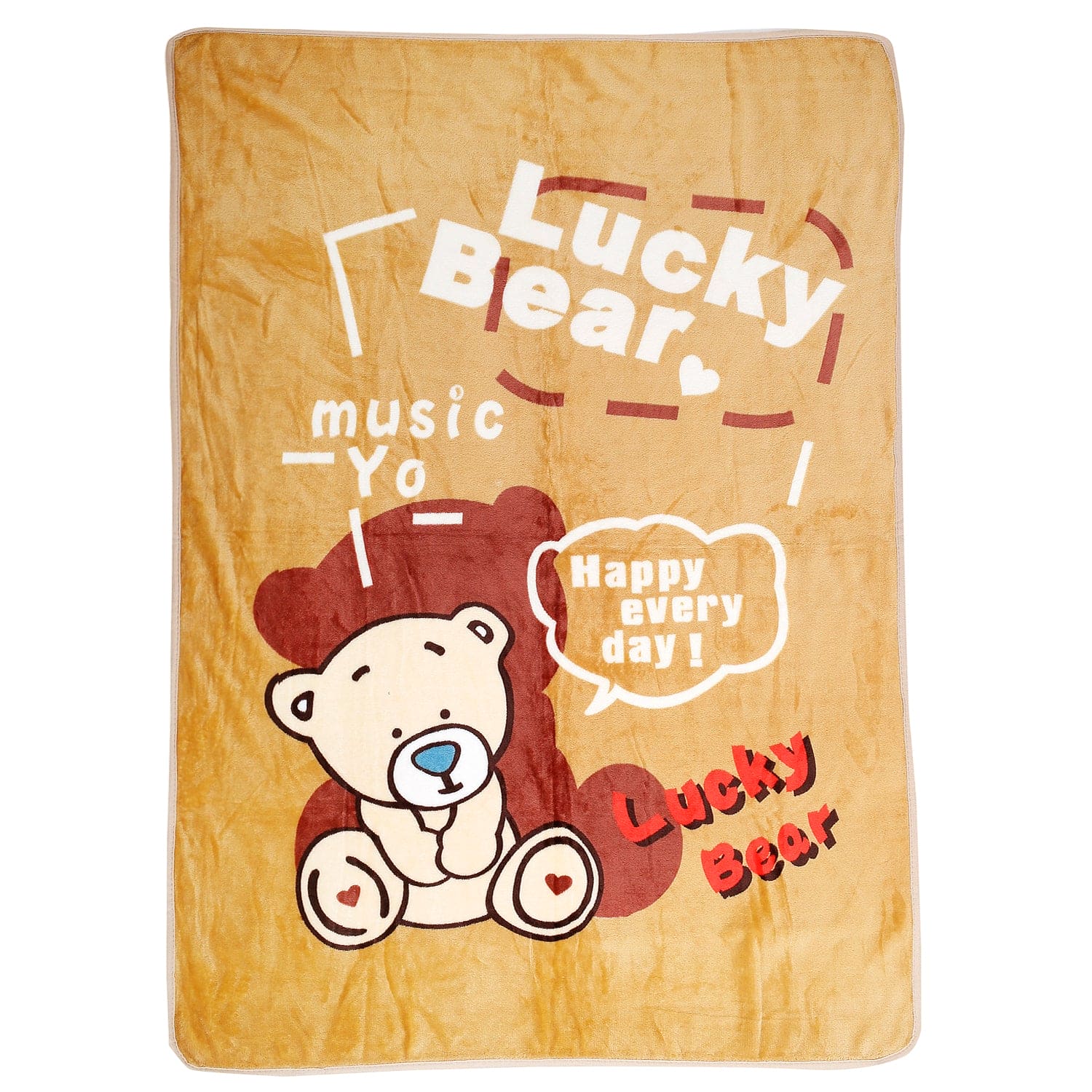 Lucky Bear Brown One Ply Blanket - Baby Moo