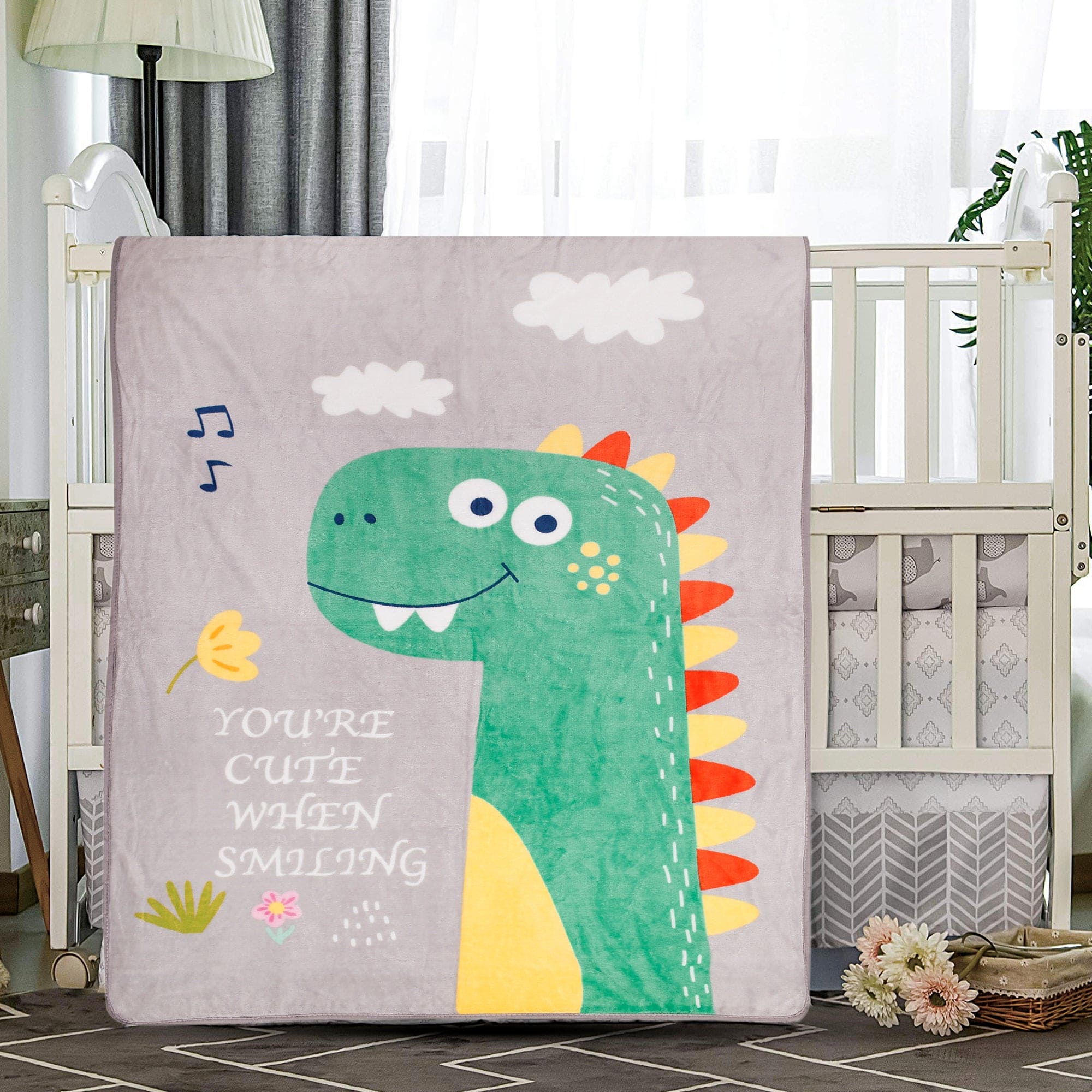Cute Smile Grey One Ply Blanket - Baby Moo