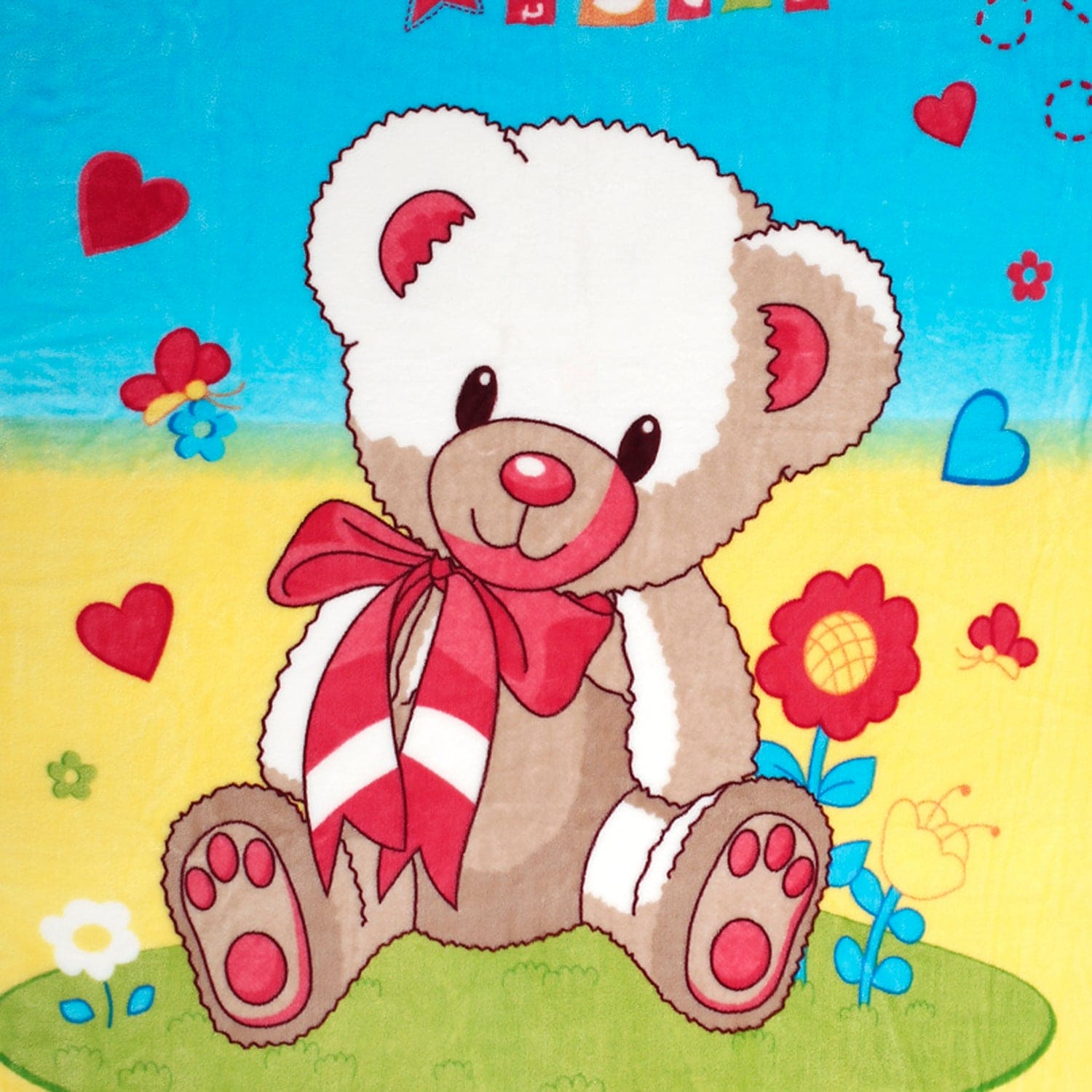 Love You Star Blue And Yellow One Ply Blanket - Baby Moo
