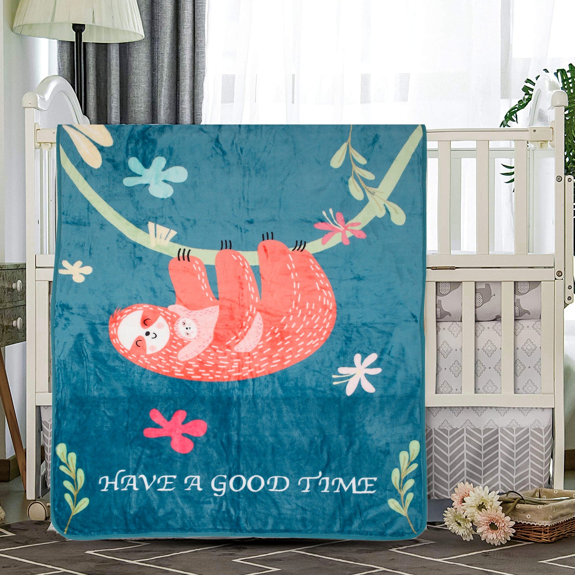Have A Good Time Blue One Ply Blanket - Baby Moo