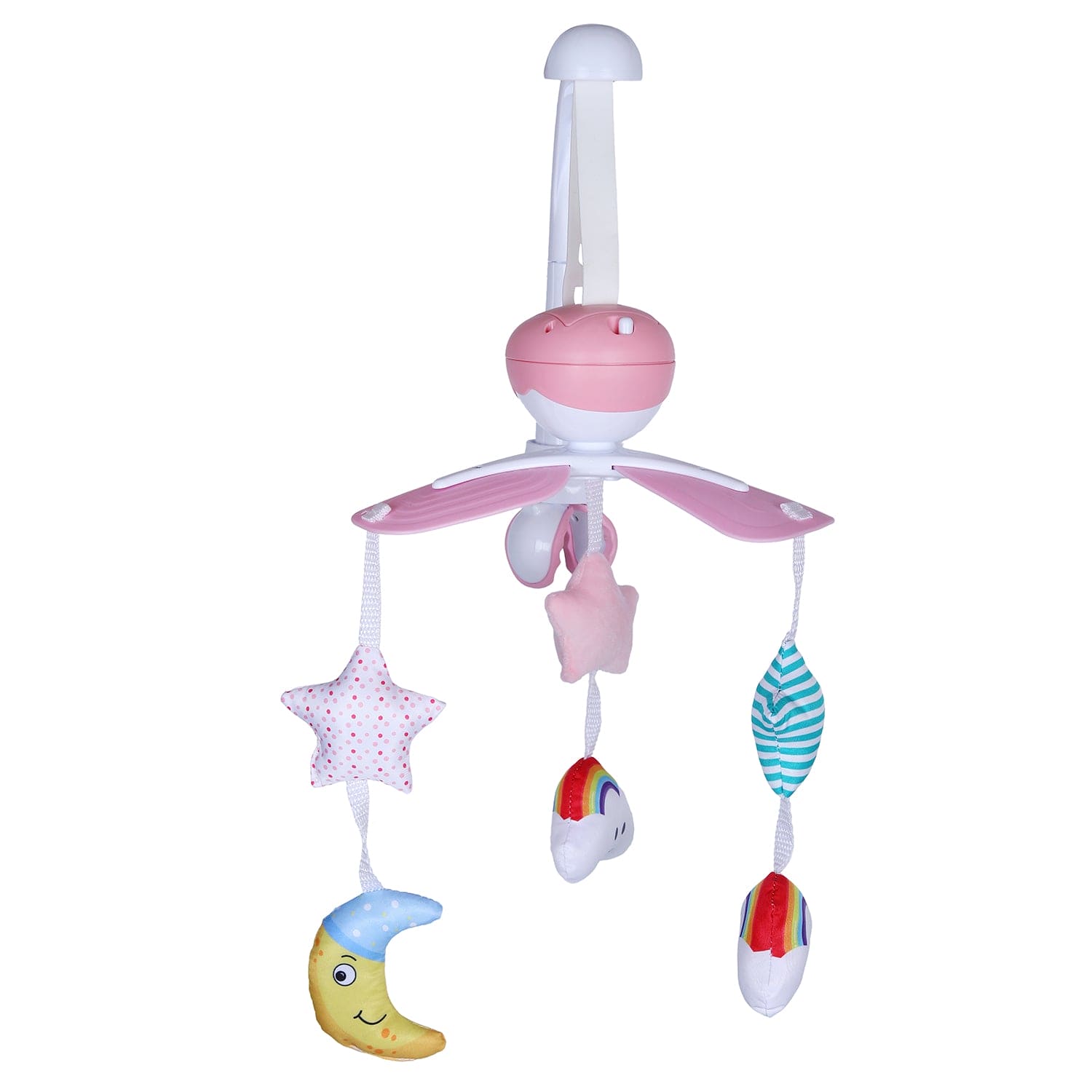 Sleepy Star Premium Electric Musical Bed Cot Mobile With Hanging Rattles - Pink - Baby Moo