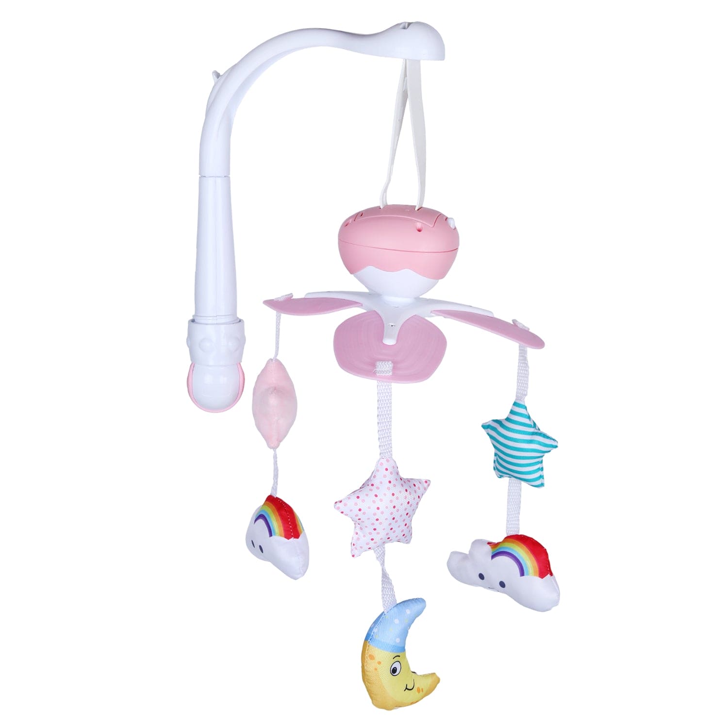 Sleepy Star Premium Electric Musical Bed Cot Mobile With Hanging Rattles - Pink - Baby Moo