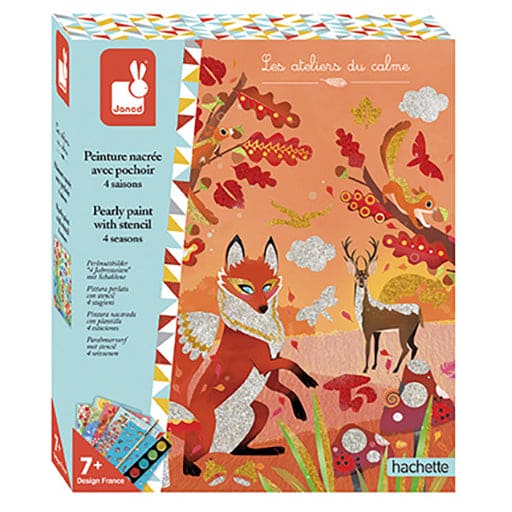 Janod Pearly Paint With Stencil 4 Seasons - Multicolour