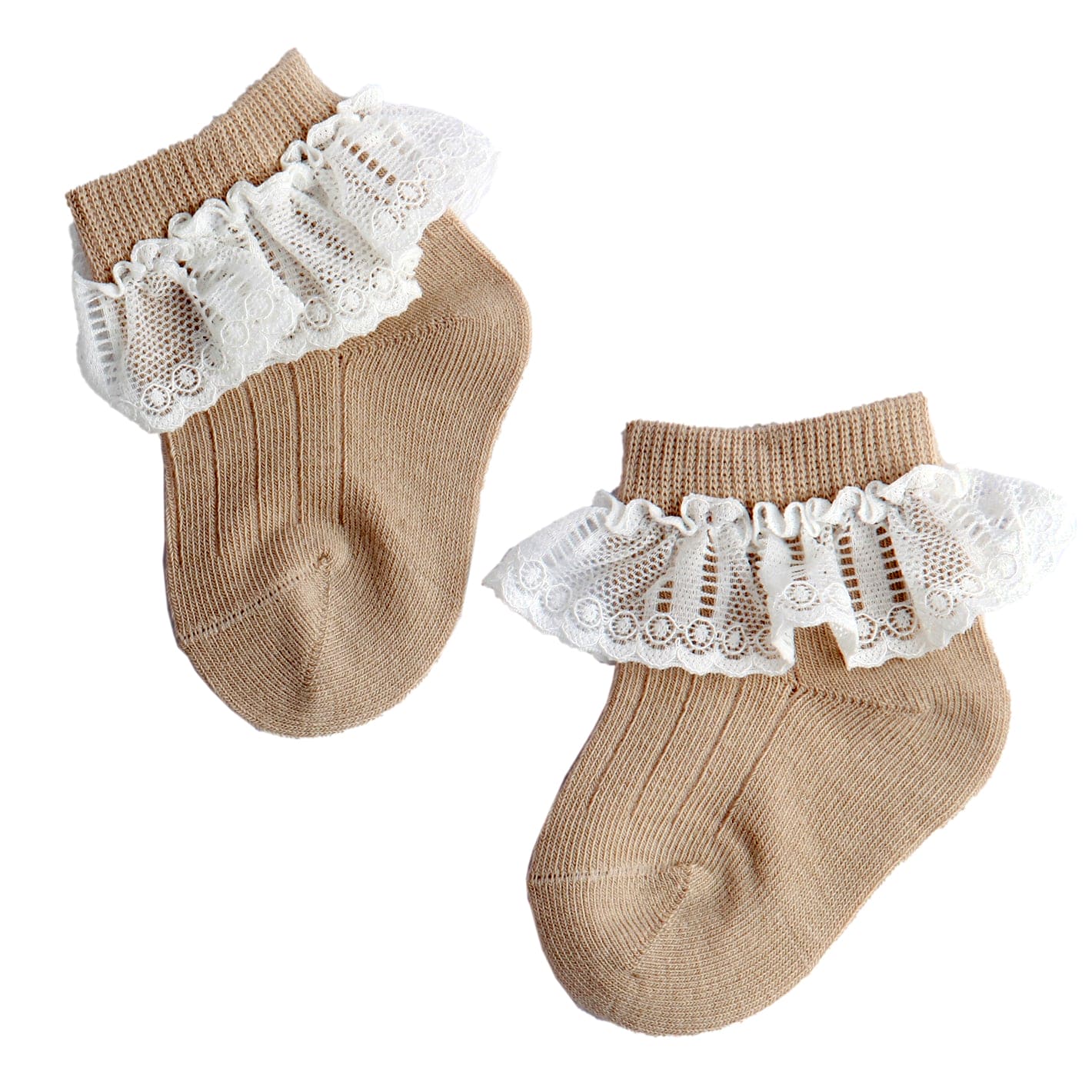 Dressy Lace Green And Brown 2 Pk Lace Socks - Baby Moo