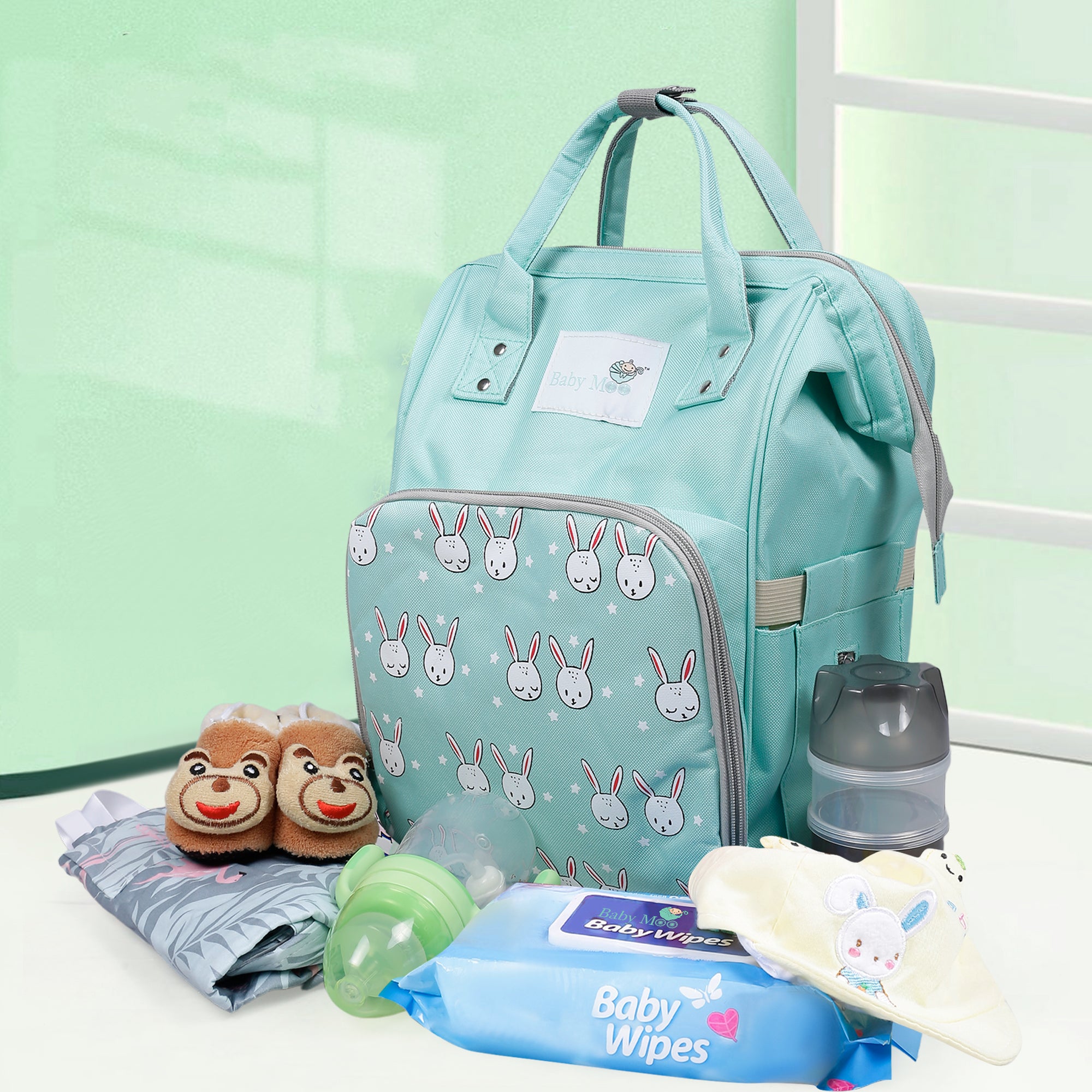 Diaper Bag 
Maternity Backpack Rabbit Green - Baby Moo