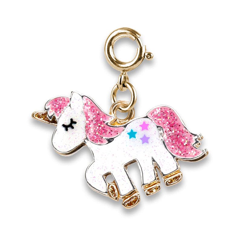 Charmit Gold Glitter Unicorn Charm - White - Baby Moo