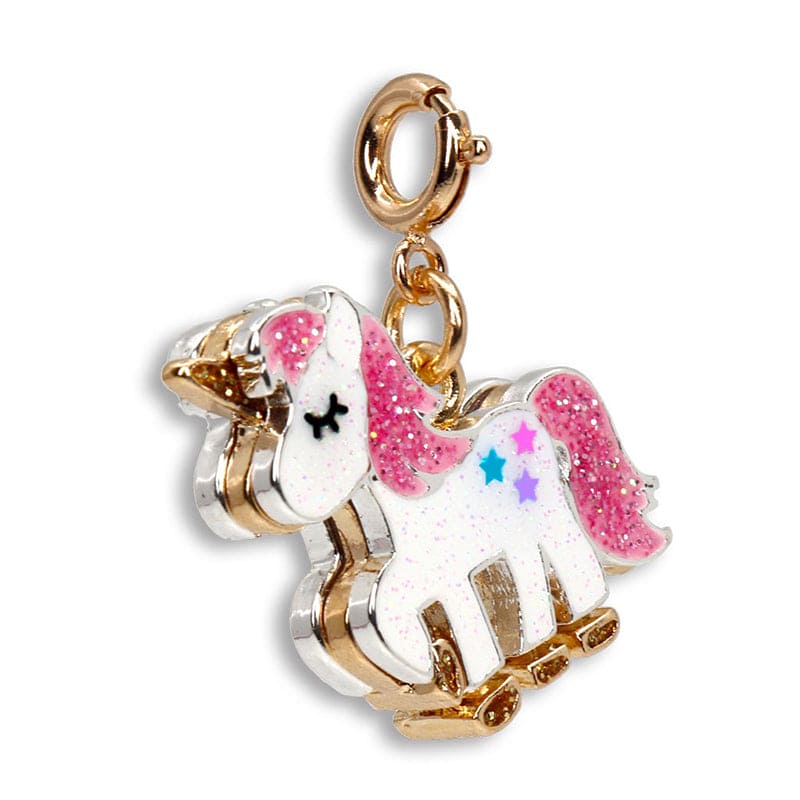 Charmit Gold Glitter Unicorn Charm - White - Baby Moo