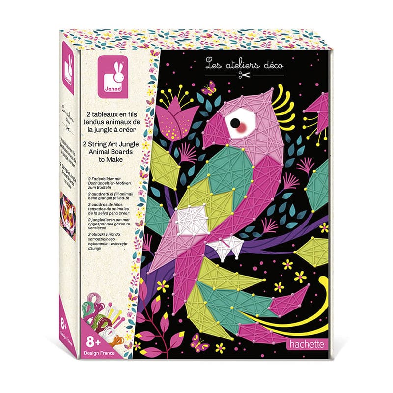Janod 2 String Art Jungle Animal Boards To Make - Multicolour - Baby Moo