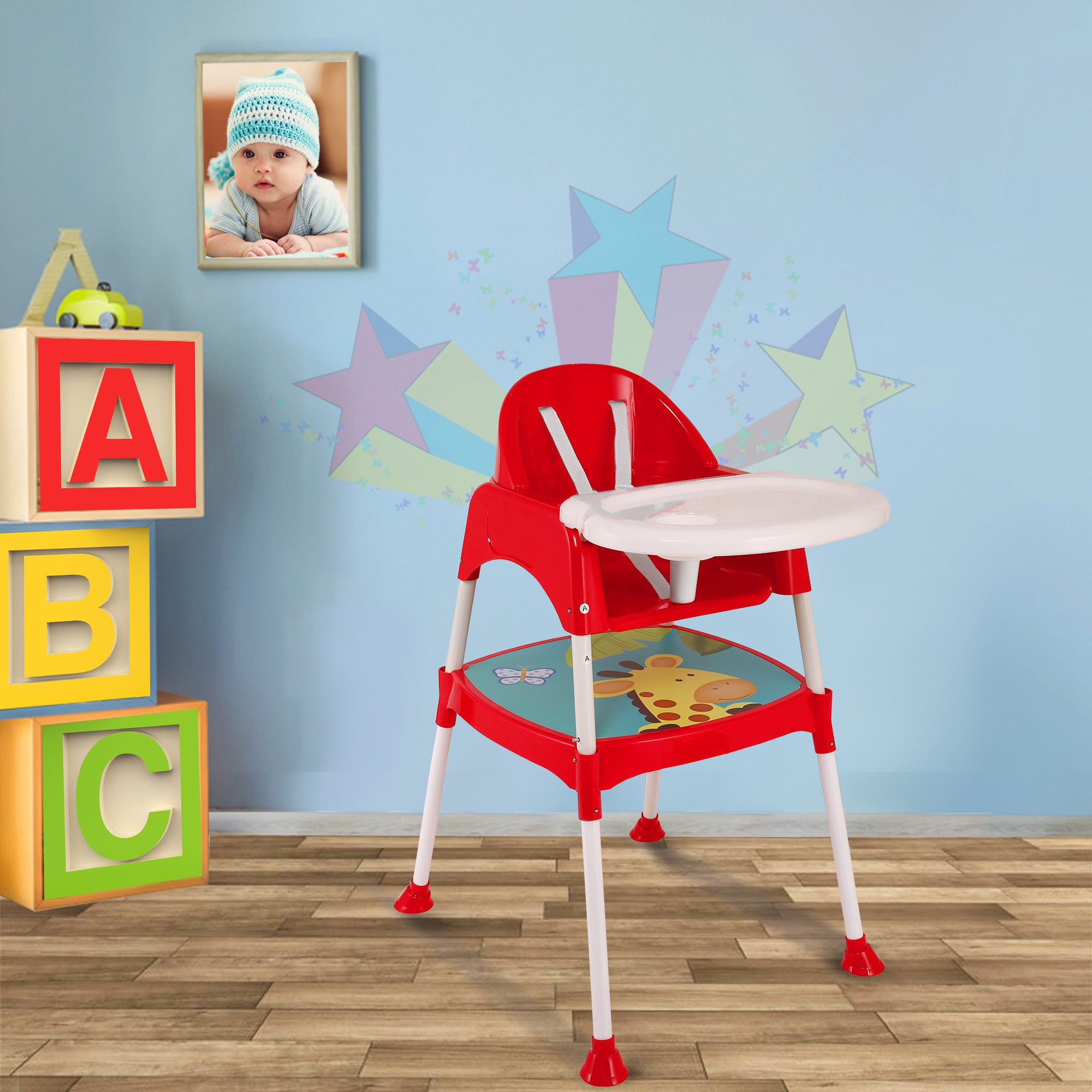 Giraffe Red High Dining Chair - Baby Moo